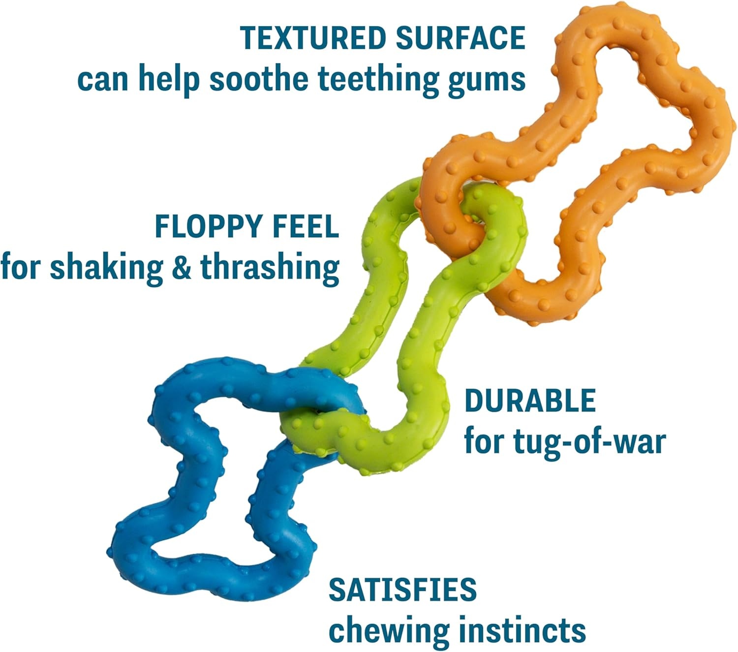 image:imageDental Chew Wheel Dog Toy Ring amp Rope Tug MultiTextured Soft on Teeth Moderate Chewers Mint Scented 9Bonetugz Blue
