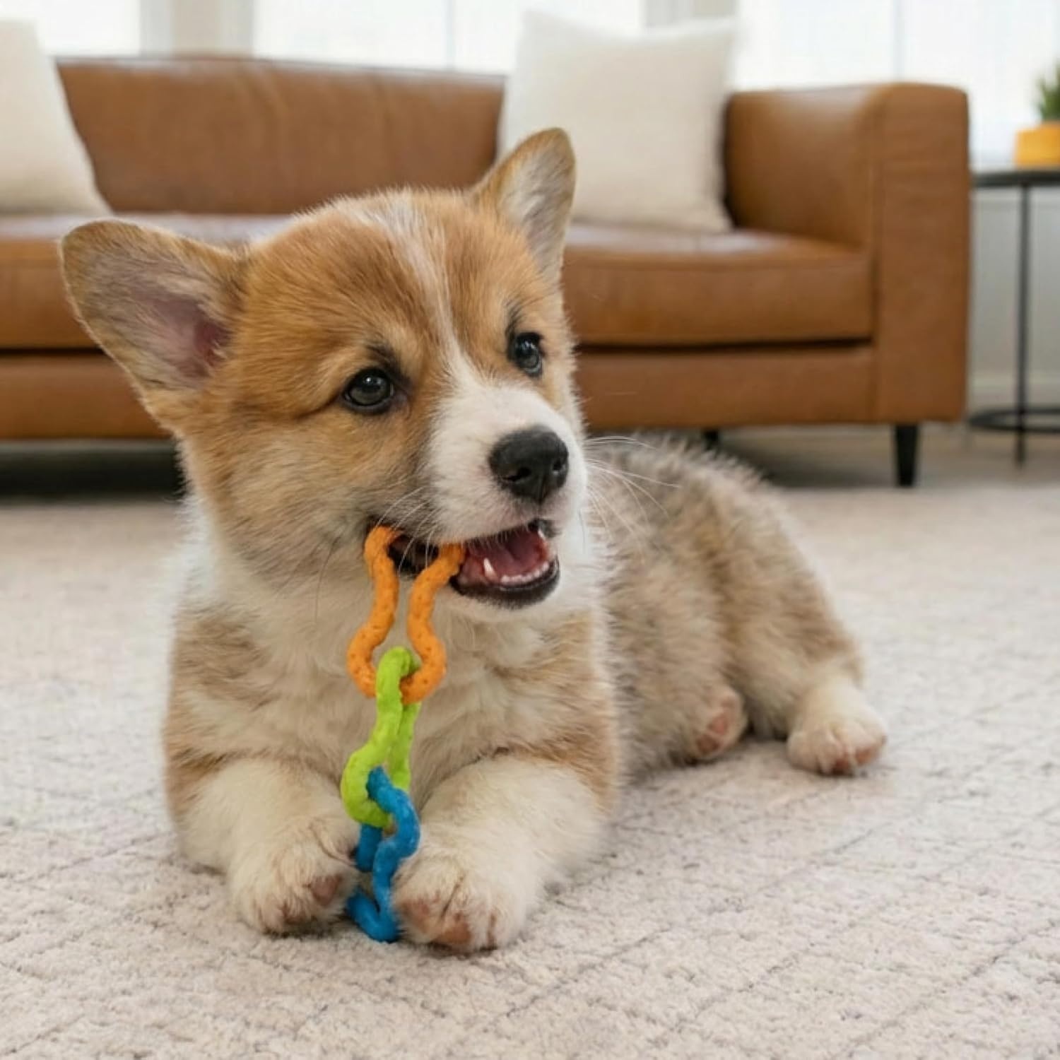 image:imageOrka Puppy 3 Pack Dental Chew Toys MultiTextured Tug Rope amp Fetch Teething Puppies amp Small Dogs 105Bonetugz Blue