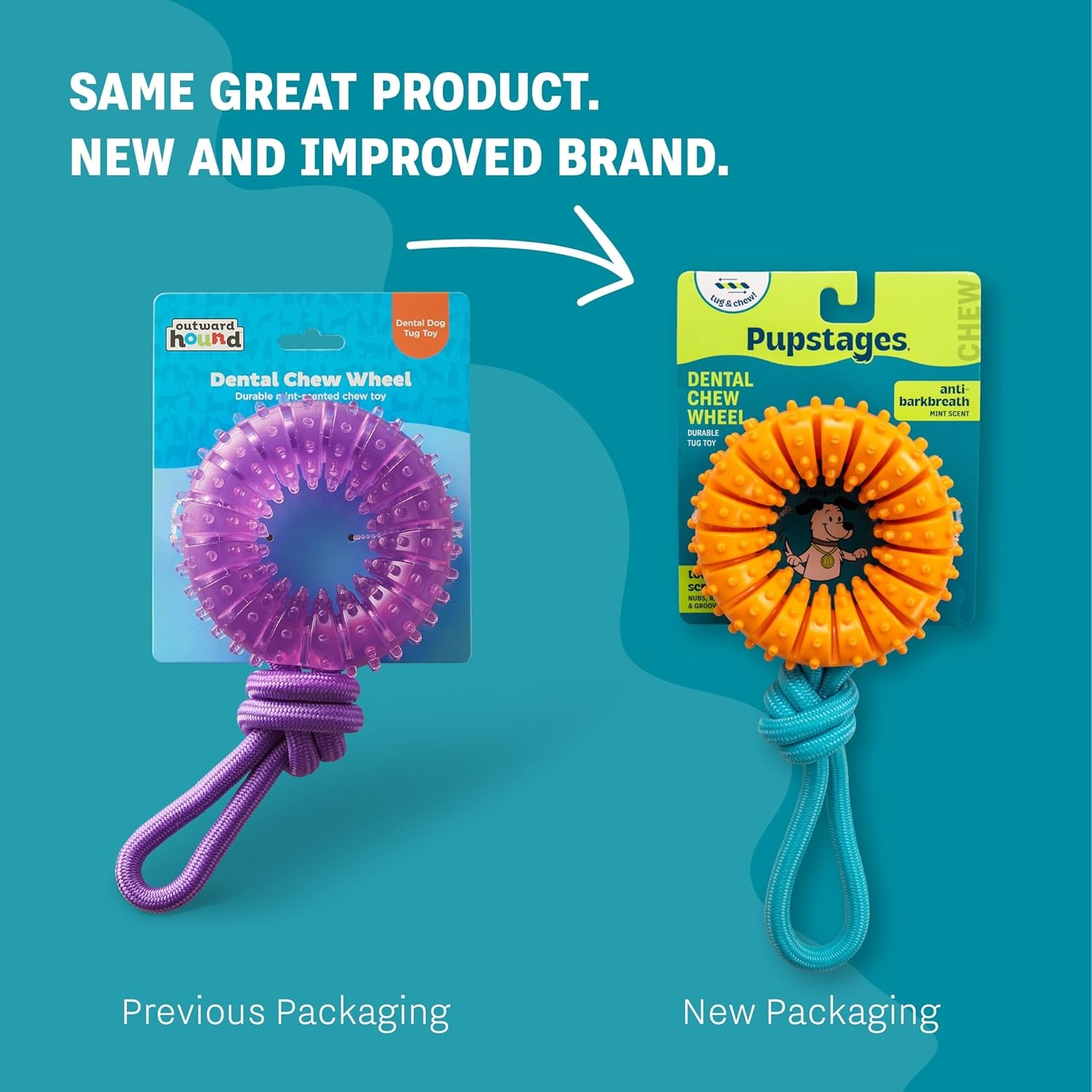 image:imageOrka Puppy 3 Pack Dental Chew Toys MultiTextured Tug Rope amp Fetch Teething Puppies amp Small Dogs 105Chew Wheel