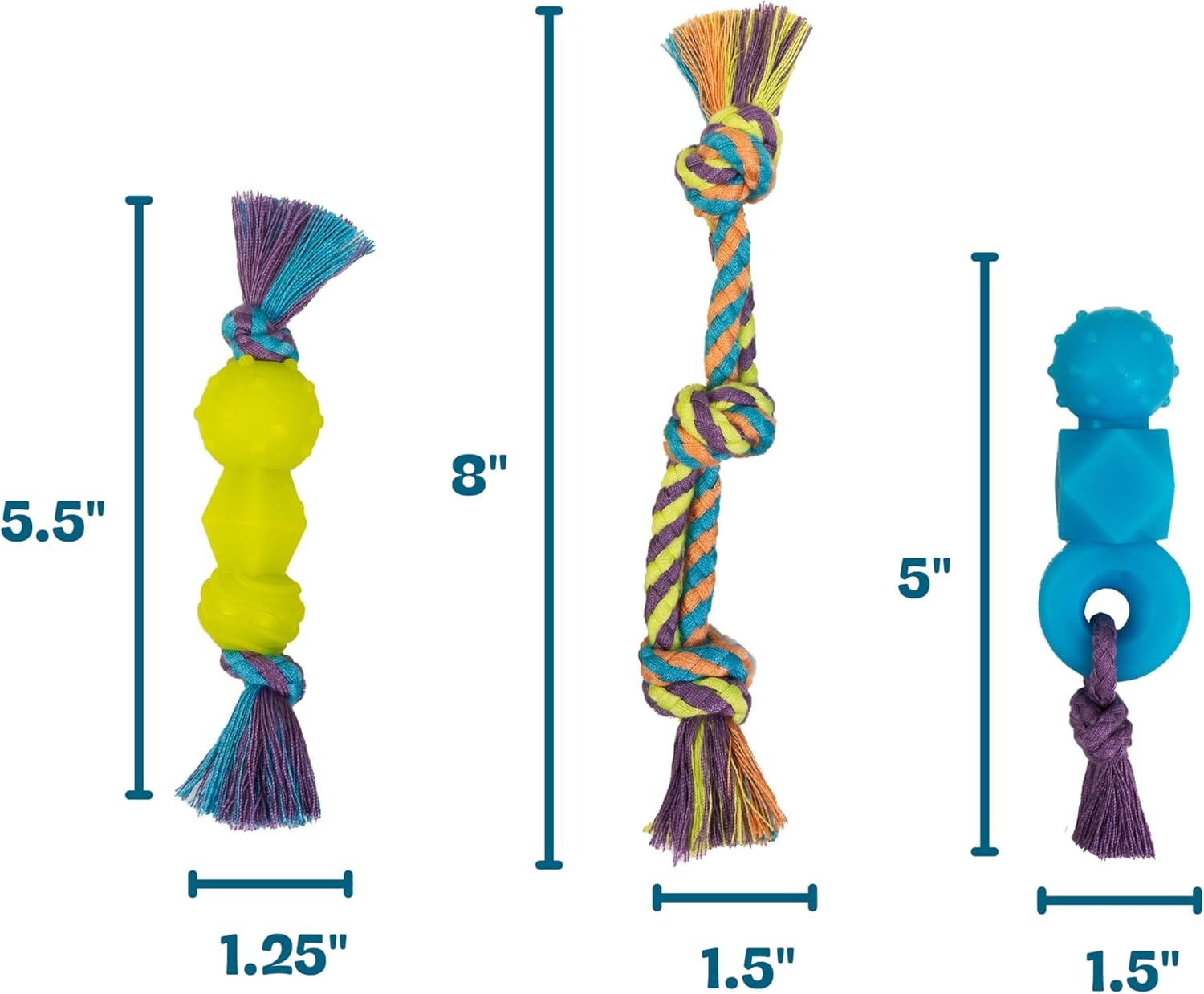 image:imageOrka Puppy 3 Pack Dental Chew Toys MultiTextured Tug Rope amp Fetch Teething Puppies amp Small Dogs 105Dentachew 3 Pk
