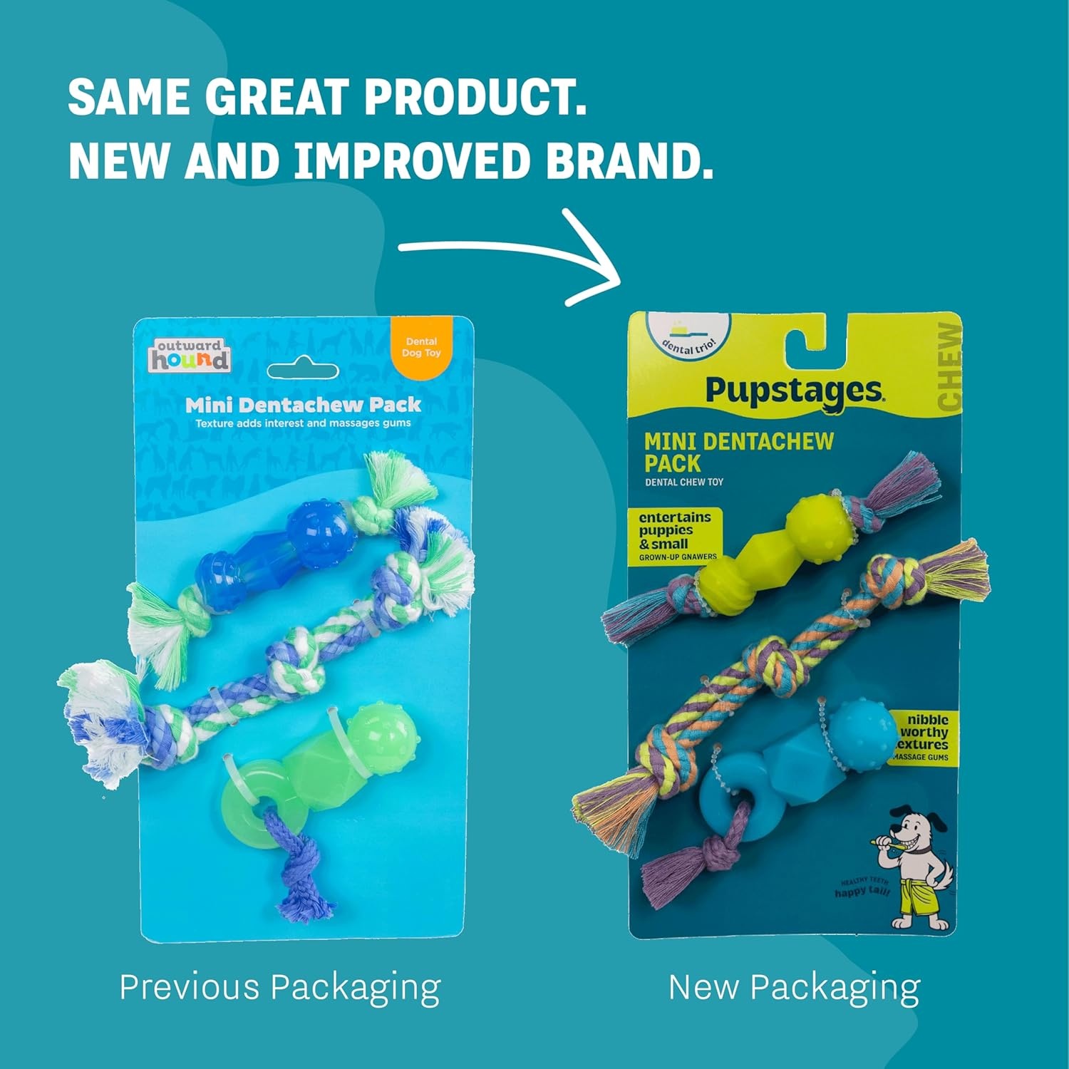 image:imageOrka Puppy 3 Pack Dental Chew Toys MultiTextured Tug Rope amp Fetch Teething Puppies amp Small Dogs 105Dentachew 3 Pk