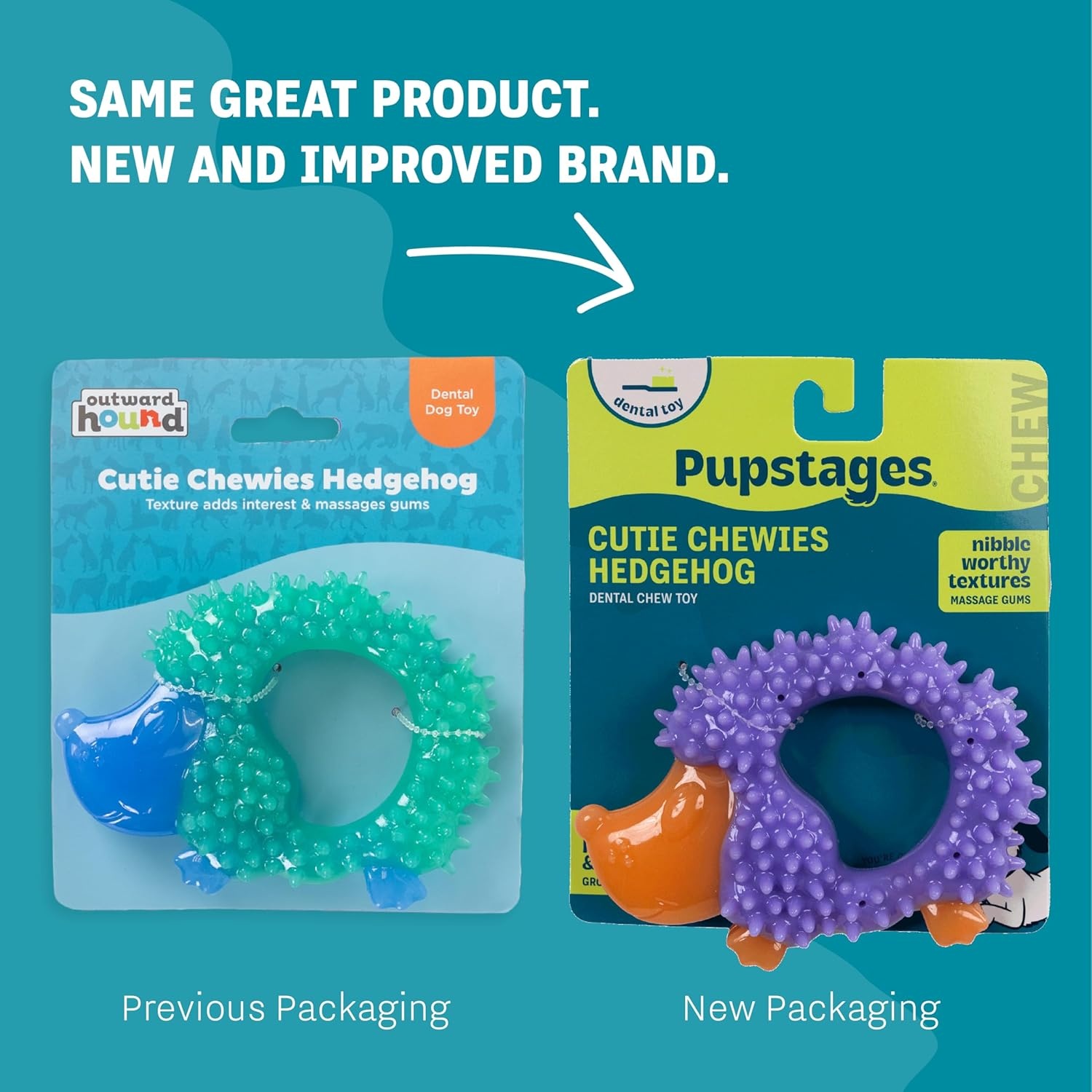 image:imageOrka Puppy 3 Pack Dental Chew Toys MultiTextured Tug Rope amp Fetch Teething Puppies amp Small Dogs 105Hedgehog