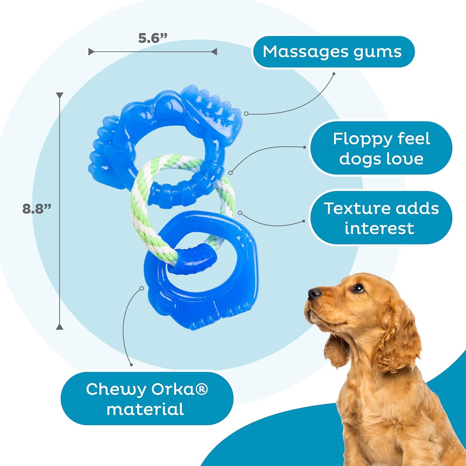 image:imageOutward Hound Dentalinks Dog Chew Toy Rings for Small Dogs and Puppies Mlt BlueDentalinks