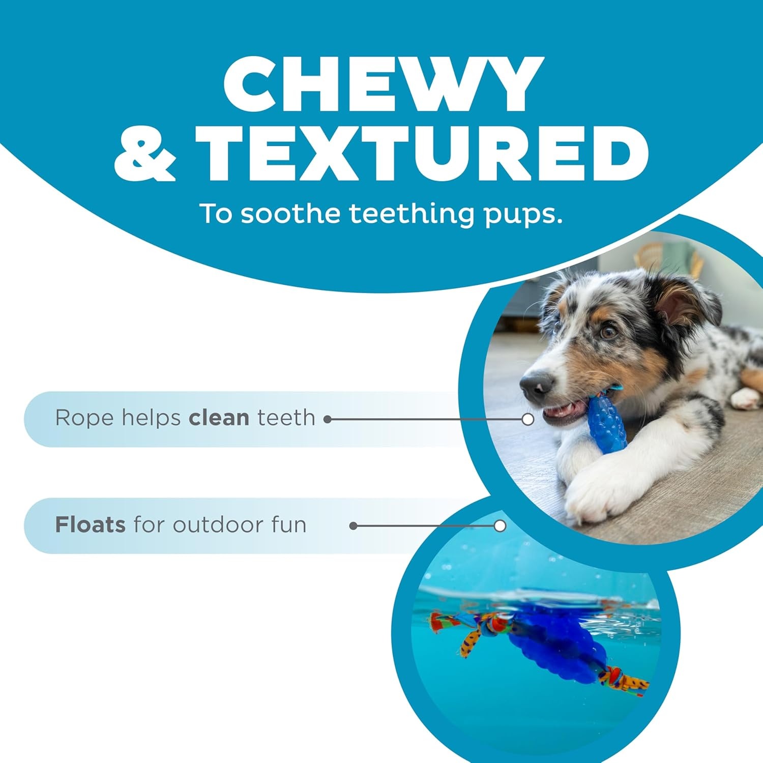 image:imageOutward Hound Dentalinks Dog Chew Toy Rings for Small Dogs and Puppies Mlt BlueMini Orka and Fox