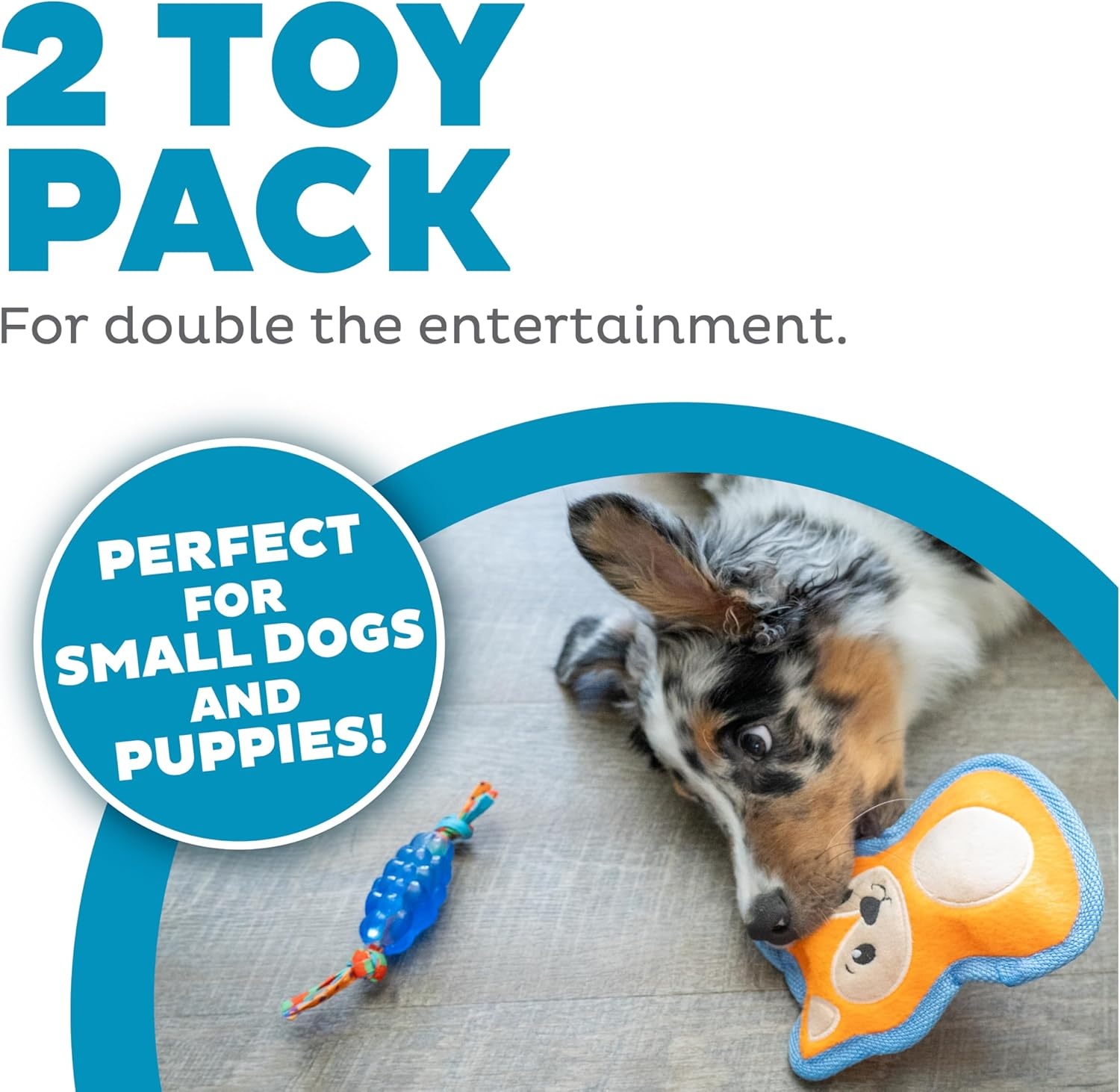 image:imageOutward Hound Dentalinks Dog Chew Toy Rings for Small Dogs and Puppies Mlt BlueMini Orka and Fox