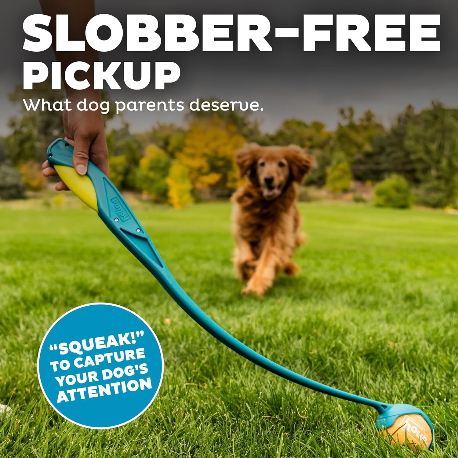 image:imageOutward Hound Launch A Ball Squeak Dog Ball Launcher Interactive Fetch Toy Squeaker Handle LongDistance Play SlobberFree PickupBlue Dog Ball Launcher with Squeaking Handle