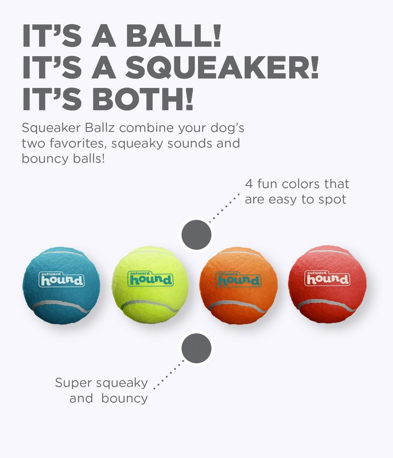 image:imageOutward Hound Squeaker Ballz Squeaky Tiny Tennis Balls for Small Dogs Under 15 lbs Fetch amp Training XSmall 15 4PackMulti Squeaker Balls
