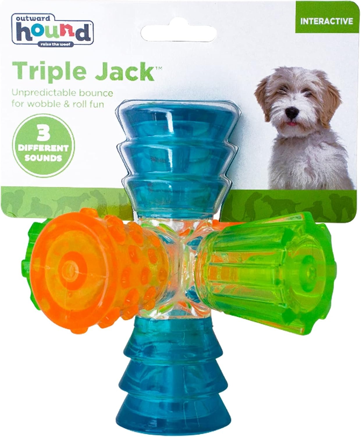 image:imageOutward Hound Triple Jack Interactive MultiSqueak Dog ToyTriple Jack