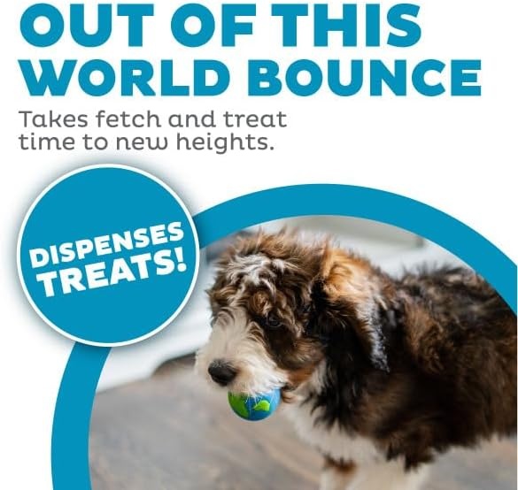 image:imageOutward Hound by Planet Dog OrbeeTuff Planet Ball BlueGreen TreatDispensing Dog Toy MediumPlanet Earth