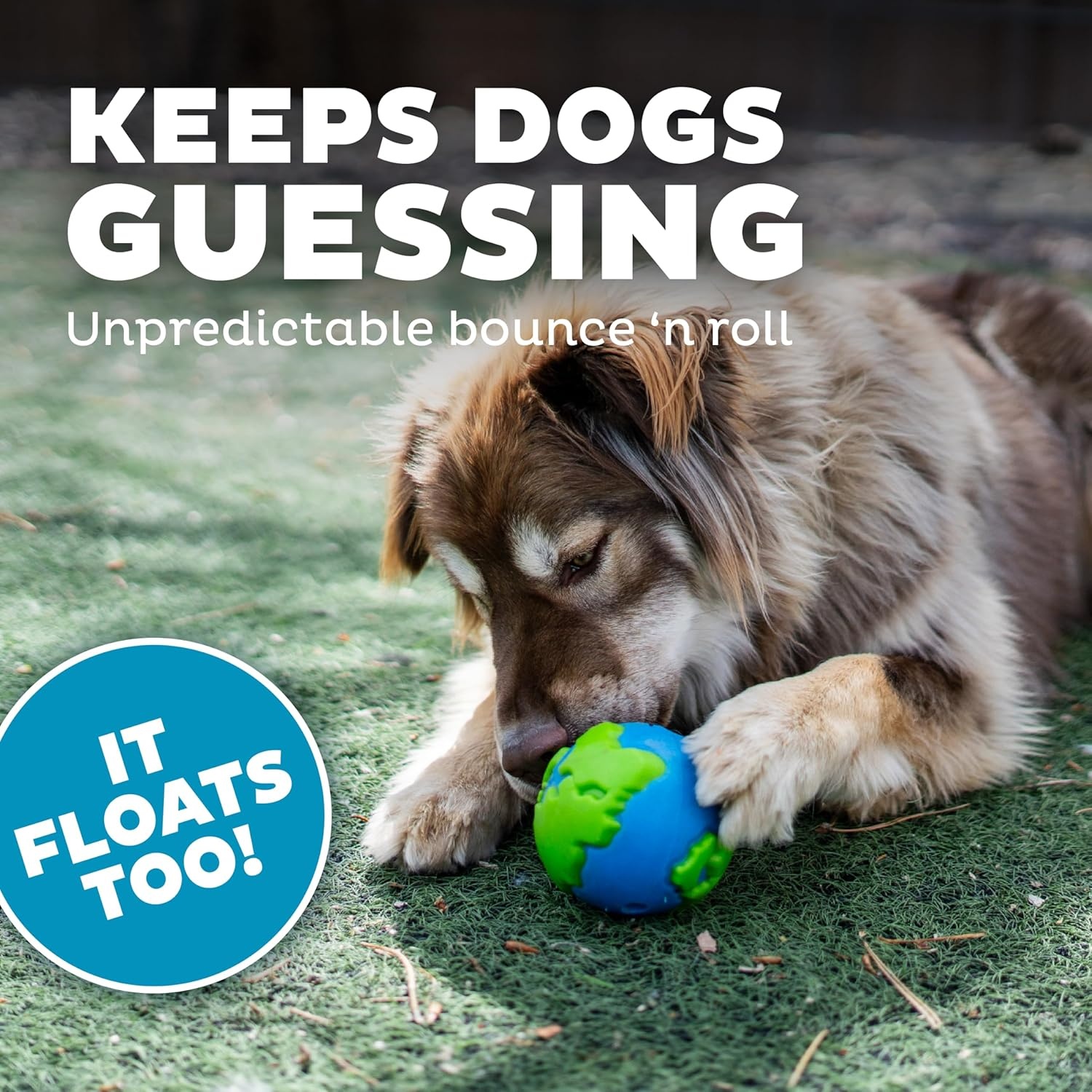image:imageOutward Hound by Planet Dog OrbeeTuff Planet Ball BlueGreen TreatDispensing Dog Toy MediumPlanet Earth