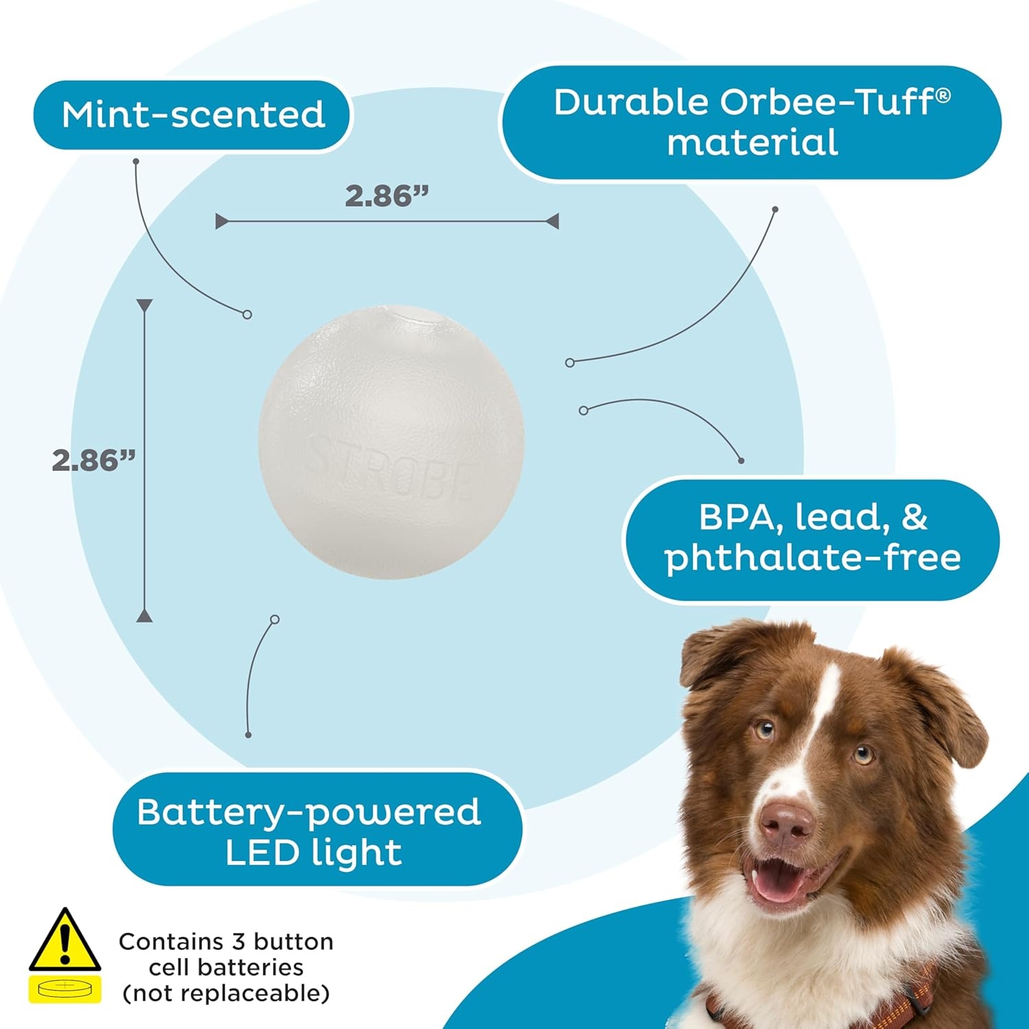 image:imageOutward Hound by Planet Dog Squeak Ball Bouncy Fetch Dog Toy PinkGlow in the Dark Strobe Toy