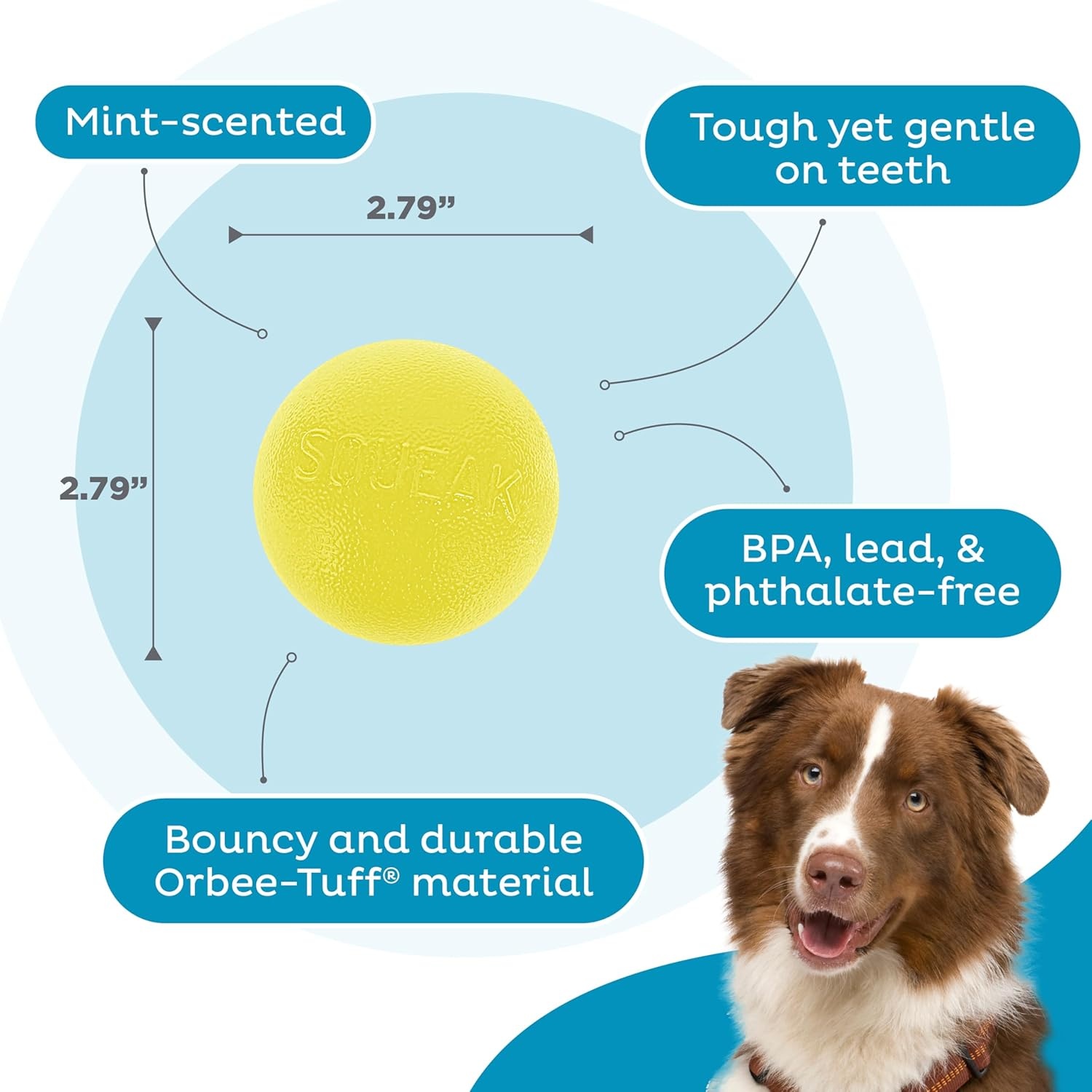 image:imageOutward Hound by Planet Dog Squeak Ball Bouncy Fetch Dog Toy PinkYellow Squeak Toy