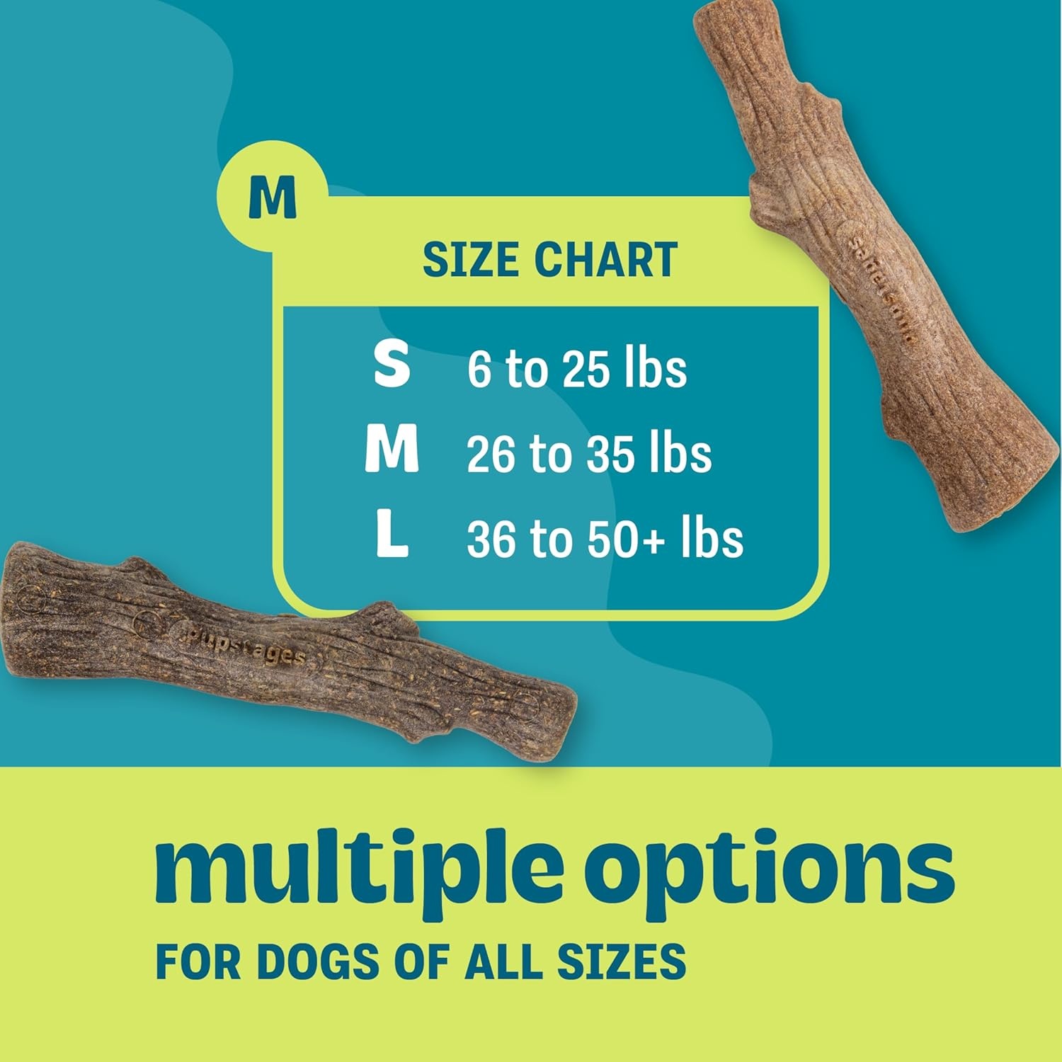 image:imagePupstages Dogwood Mesquite Dog Chew Toy RealWood Blend Moderate Chewers Medium 75 2Pack Natural amp Mesquite FlavorsDogwood Calming