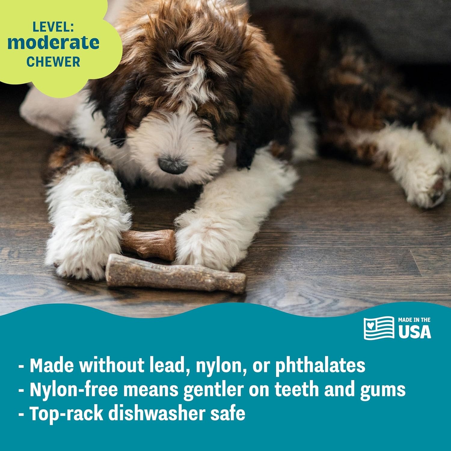 image:imagePupstages Dogwood Mesquite Dog Chew Toy RealWood Blend Moderate Chewers Medium 75 2Pack Natural amp Mesquite FlavorsDogwood Calming