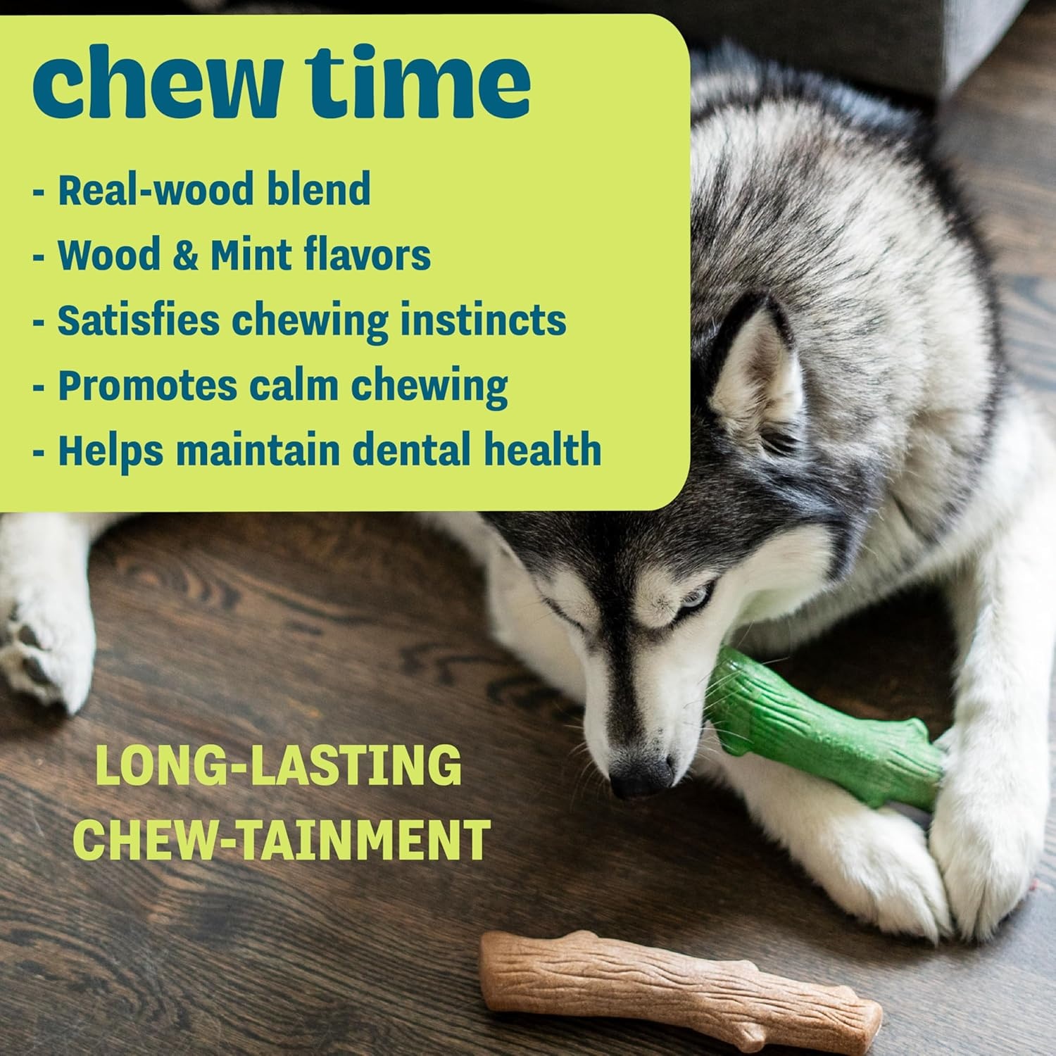 image:imagePupstages Dogwood Mesquite Dog Chew Toy RealWood Blend Moderate Chewers Medium 75 2Pack Natural amp Mesquite FlavorsDogwood Fresh Breath