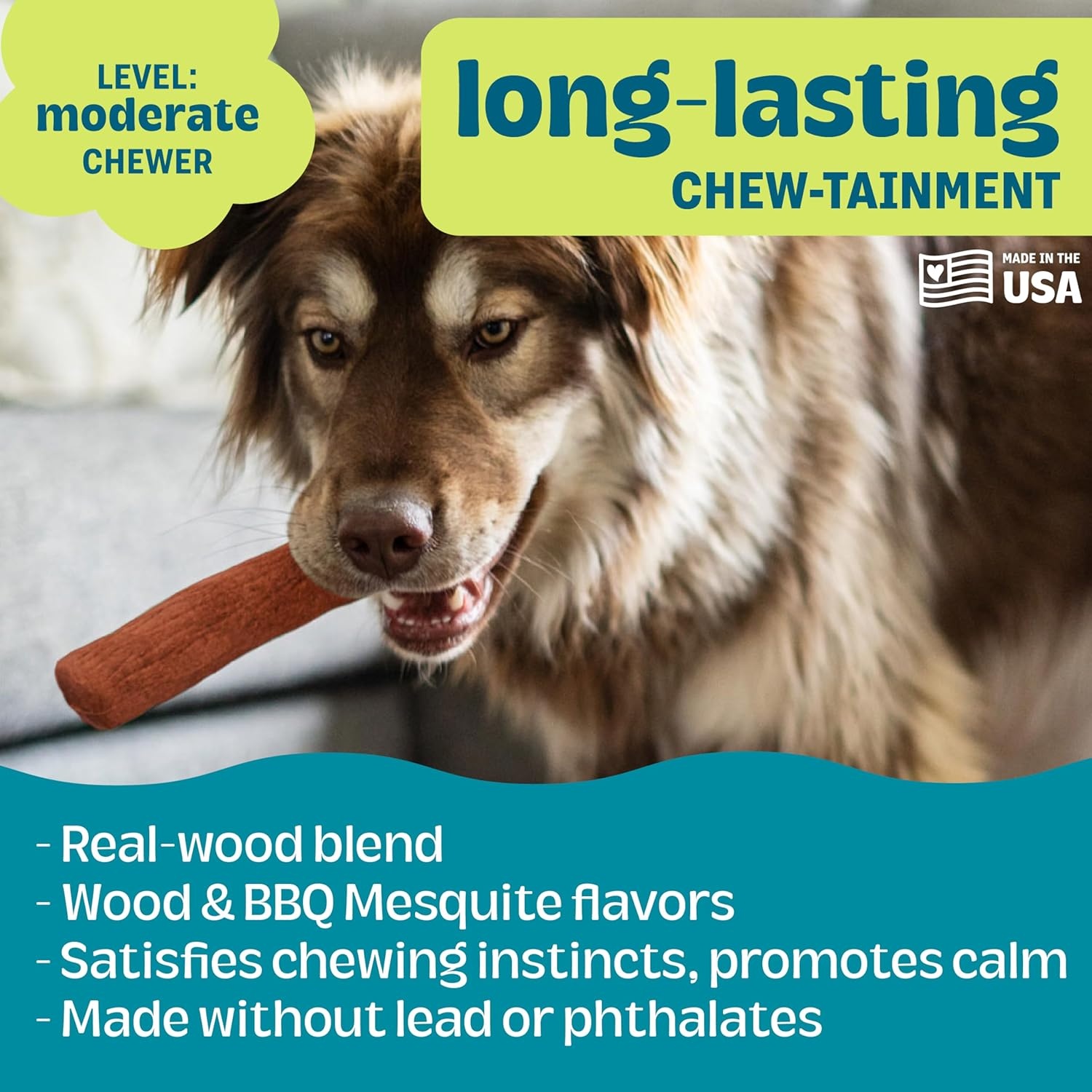 image:imagePupstages Dogwood Mesquite Dog Chew Toy RealWood Blend Moderate Chewers Medium 75 2Pack Natural amp Mesquite FlavorsDogwood Mesquite