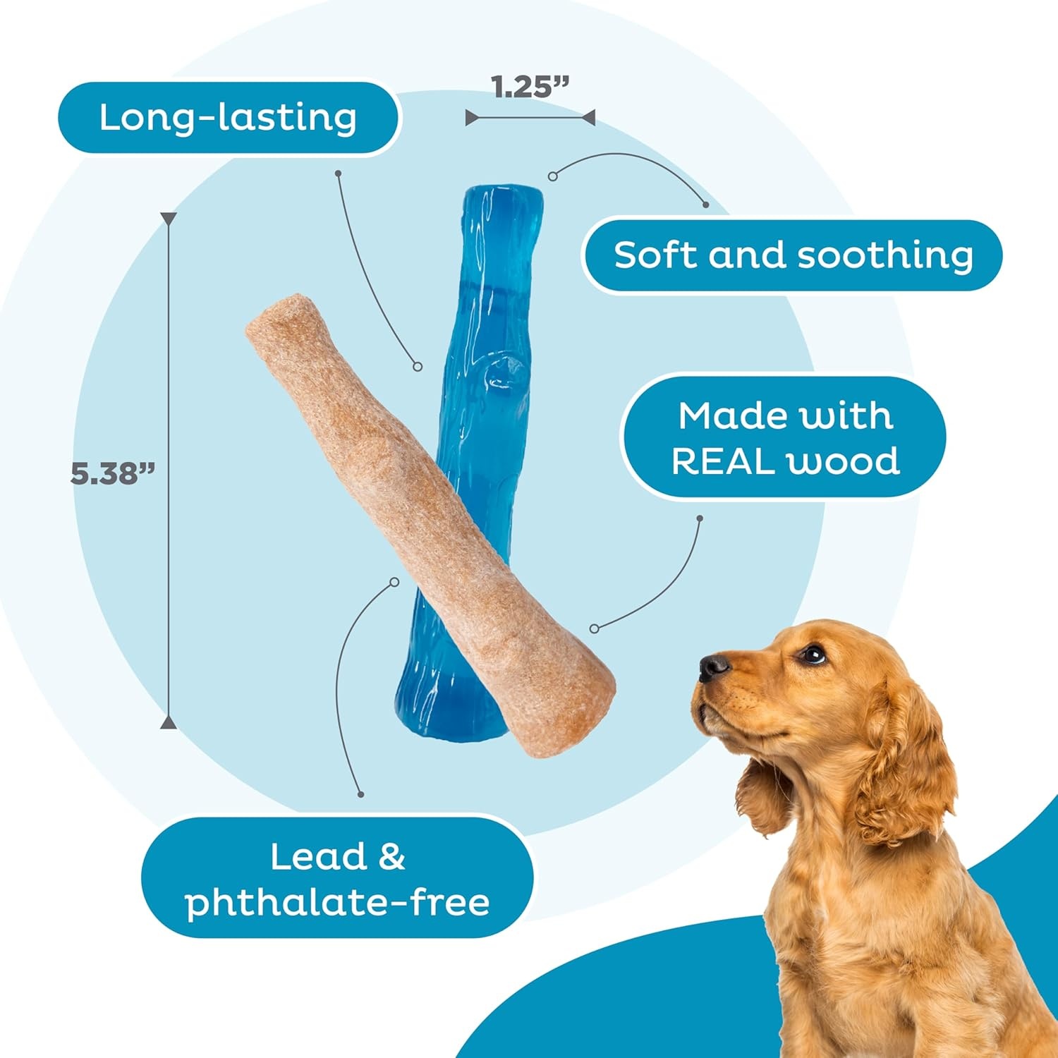 image:imagePupstages Dogwood Mesquite Dog Chew Toy RealWood Blend Moderate Chewers Medium 75 2Pack Natural amp Mesquite FlavorsDogwood Puppy