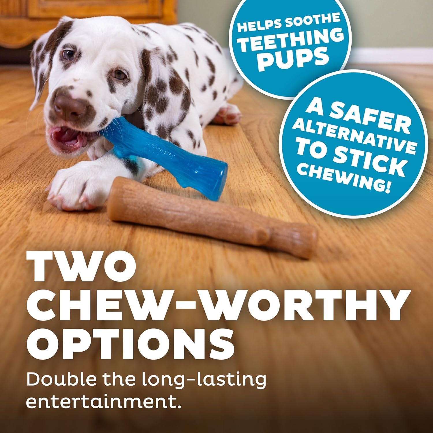 image:imagePupstages Dogwood Mesquite Dog Chew Toy RealWood Blend Moderate Chewers Medium 75 2Pack Natural amp Mesquite FlavorsDogwood Puppy