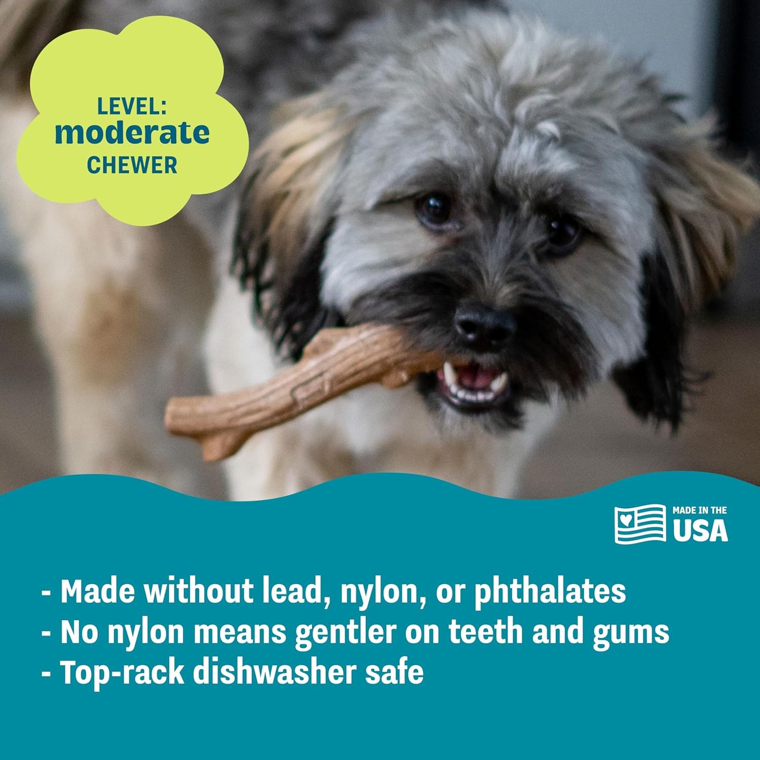 image:imagePupstages Super Dogwood Dog Chew Toy Made in the USA RealWood Blend Natural Wood Flavor amp Texture Moderate Chewers Medium 95XSmall Pack of 1
