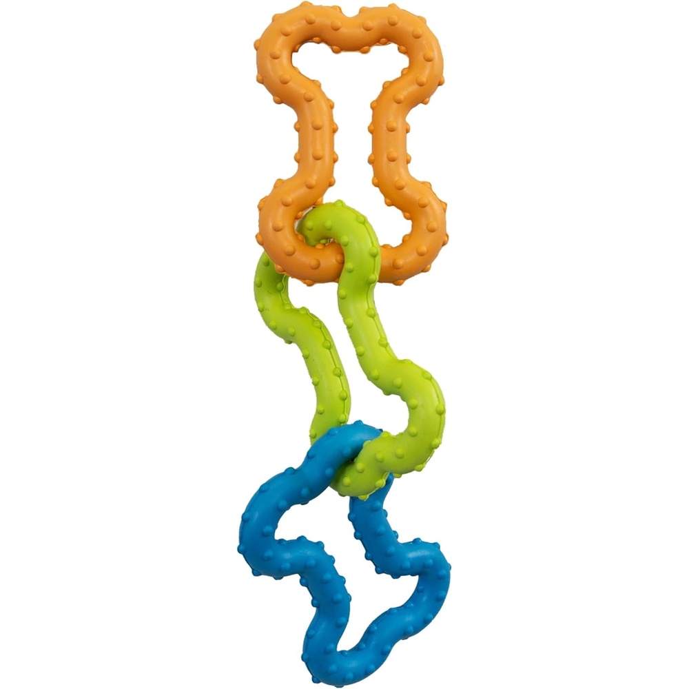 image:imageDental Chew Wheel Dog Toy Ring amp Rope Tug MultiTextured Soft on Teeth Moderate Chewers Mint Scented 9Bonetugz Blue