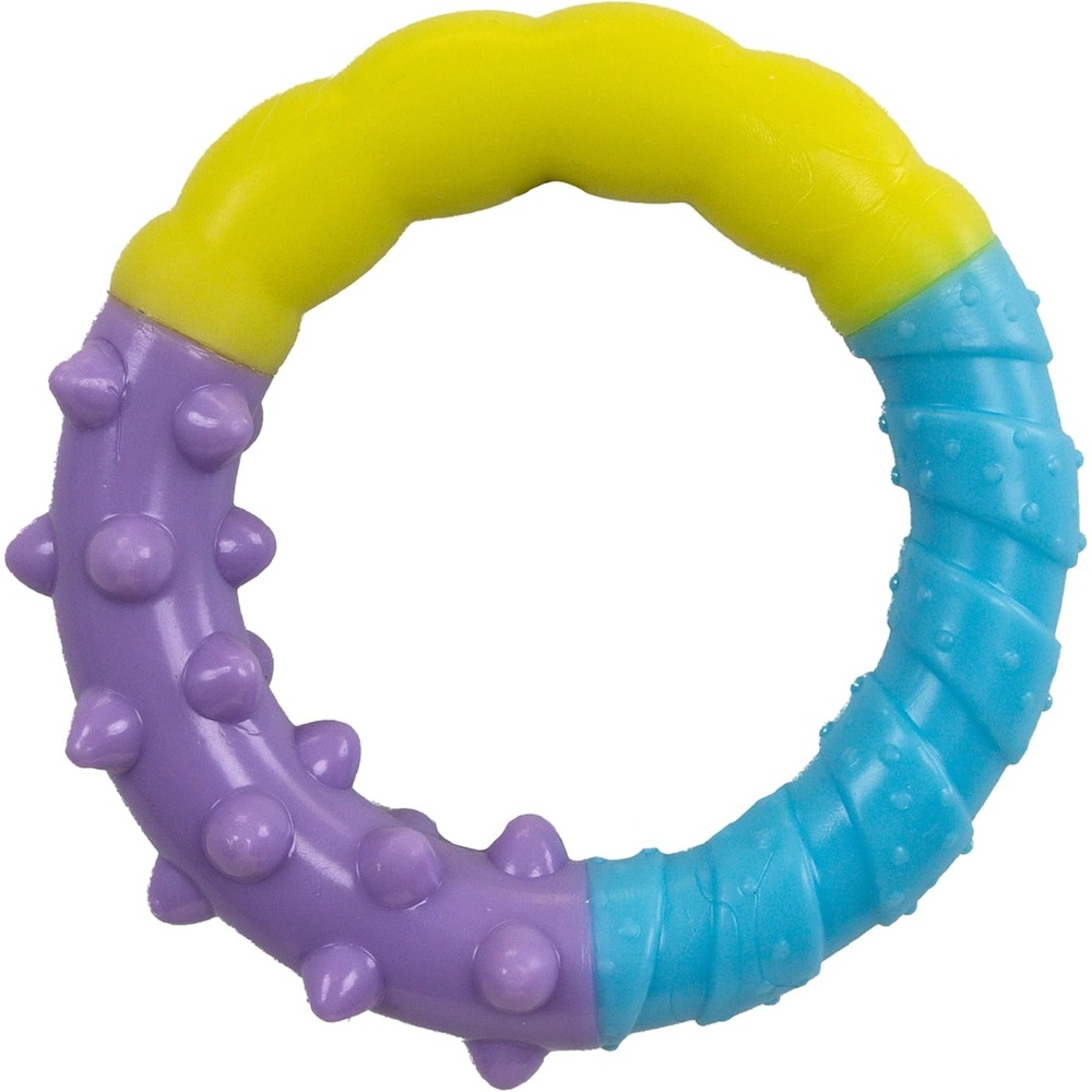 image:imageDental Chew Wheel Dog Toy Ring amp Rope Tug MultiTextured Soft on Teeth Moderate Chewers Mint Scented 9Ring