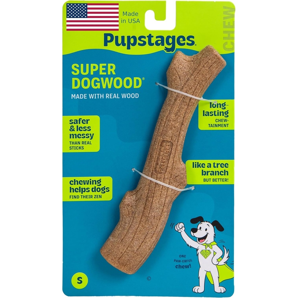 image:imagePupstages Super Dogwood Dog Chew Toy Made in the USA RealWood Blend Natural Wood Flavor amp Texture Moderate Chewers Medium 95Small Pack of 1