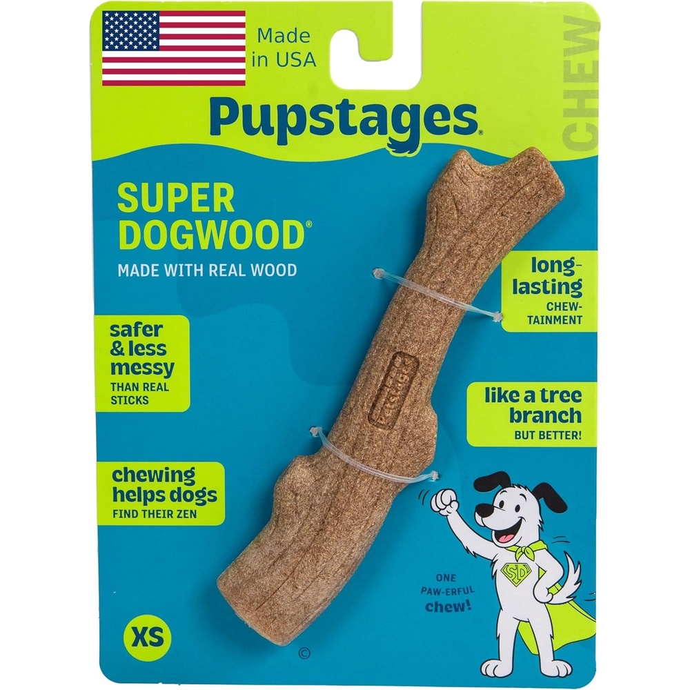 image:imagePupstages Super Dogwood Dog Chew Toy Made in the USA RealWood Blend Natural Wood Flavor amp Texture Moderate Chewers Medium 95XSmall Pack of 1
