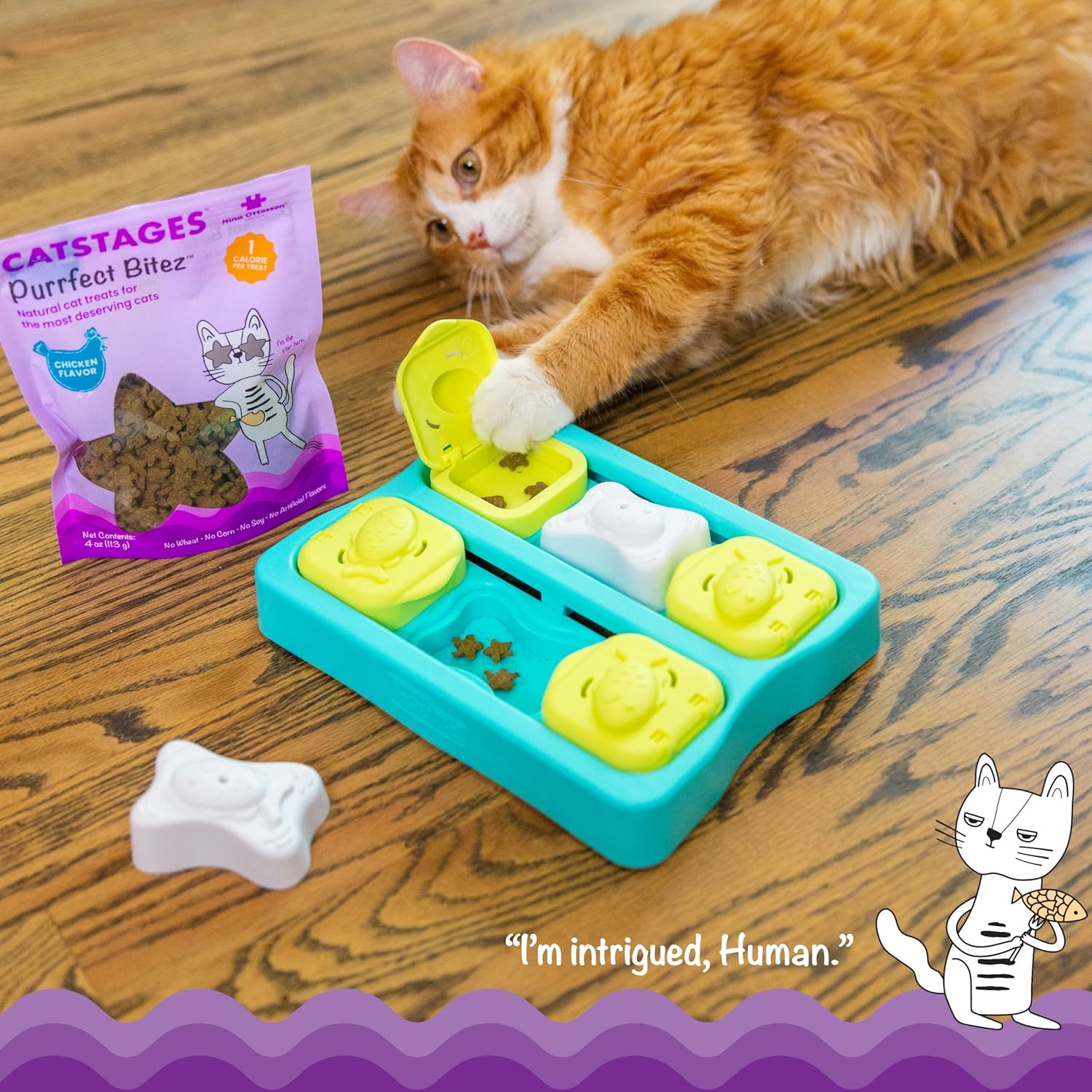 image:imageCatstages by Nina Ottosson Purrfect Bitez Natural Crunchy Cat Treats for Puzzles Toys Feeders amp Training USAMade Real Whitefish Flavor 4ozChicken