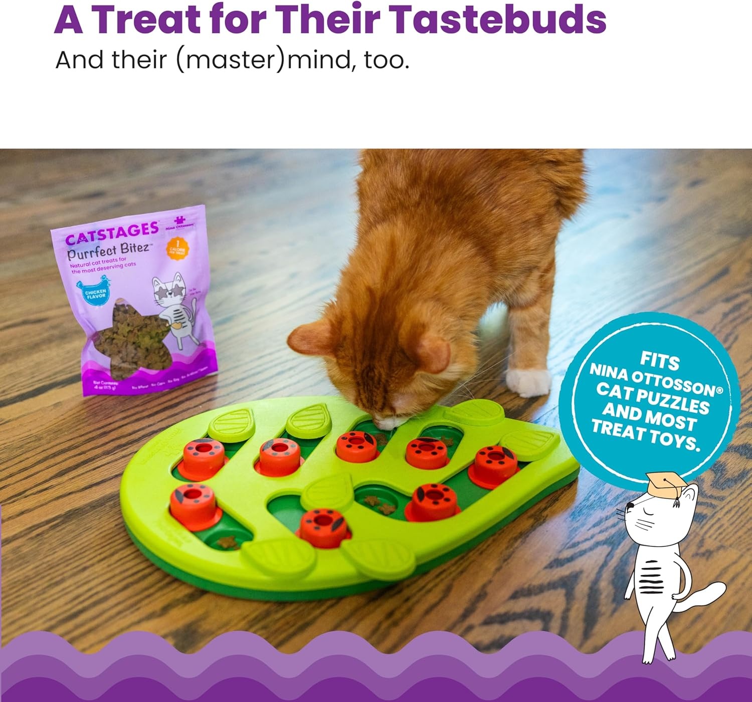 image:imageCatstages by Nina Ottosson Purrfect Bitez Natural Crunchy Cat Treats for Puzzles Toys Feeders amp Training USAMade Real Whitefish Flavor 4ozChicken