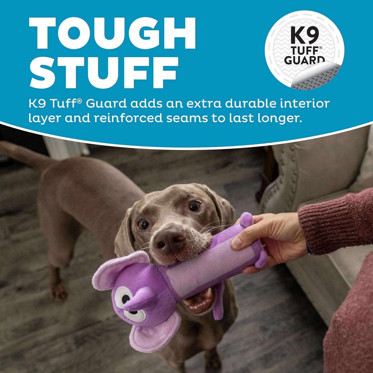 image:imageOutward Hound Bottle Bros Elephant Dog Toy 79 Inch Plush Squeaky amp Crackle Toy for Dogs Interactive Fetch amp Engaging Solo Play Small Purple7 Purple Elephant