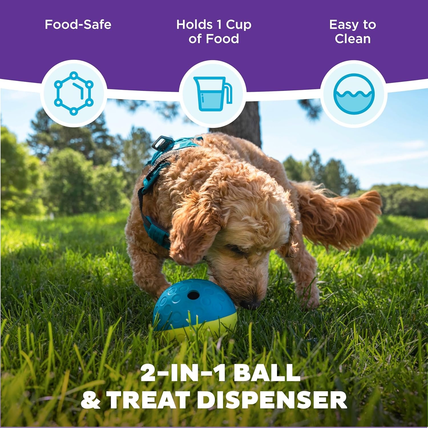 image:imageOutward Hound DoubleTuff Stuffable Dog Toy Large 5Inch Green Treat Dispensing Chew Ball for Medium to Large Dogs Interactive Puzzle for Enrichment amp Slow FeedingTreat Tumble Small Blue