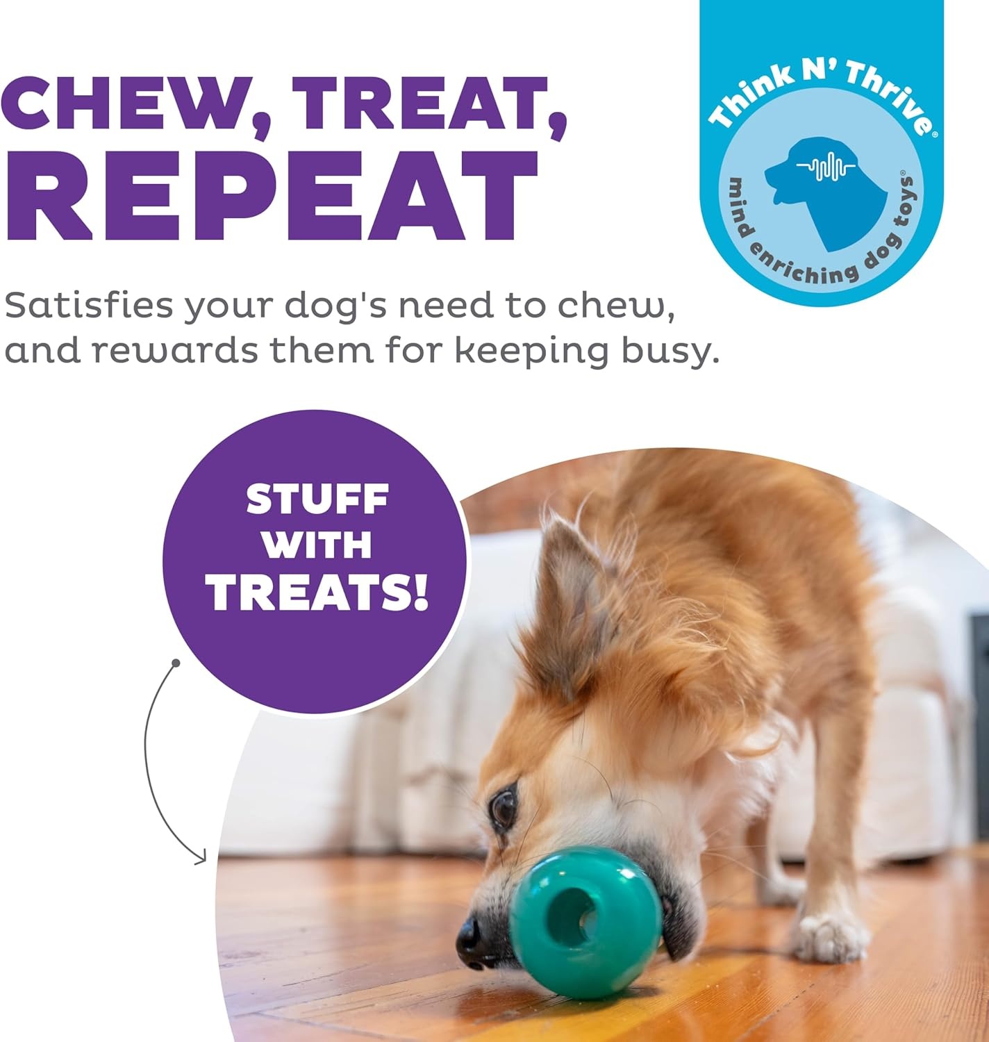 image:imageOutward Hound DoubleTuff Stuffable Dog Toy Large 5Inch Green Treat Dispensing Chew Ball for Medium to Large Dogs Interactive Puzzle for Enrichment amp Slow FeedingDoubleTuff Stuffable Blue