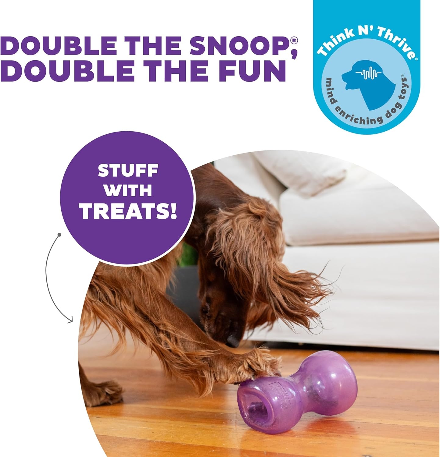 image:imageOutward Hound DoubleTuff Stuffable Dog Toy Large 5Inch Green Treat Dispensing Chew Ball for Medium to Large Dogs Interactive Puzzle for Enrichment amp Slow FeedingDouble Snoop Purple