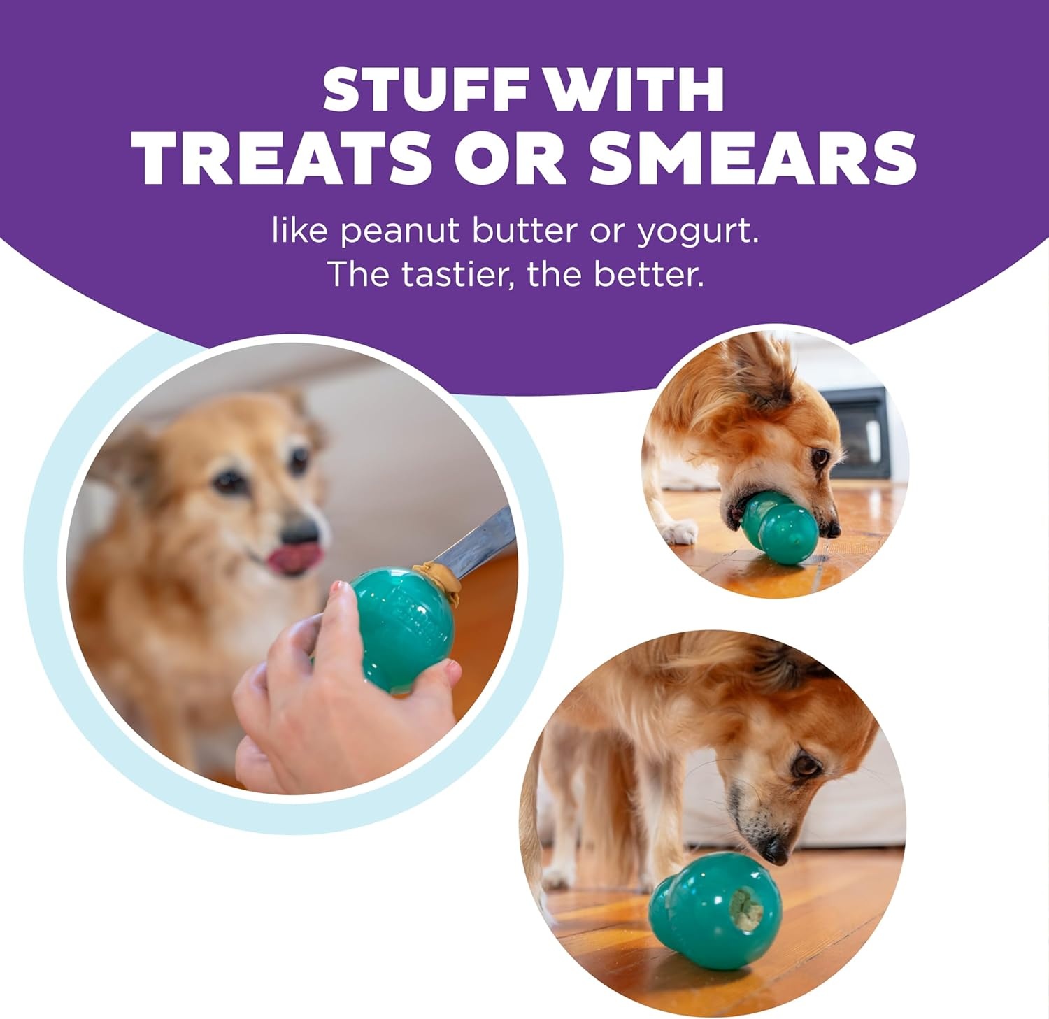 image:imageOutward Hound DoubleTuff Stuffable Dog Toy Large 5Inch Green Treat Dispensing Chew Ball for Medium to Large Dogs Interactive Puzzle for Enrichment amp Slow FeedingDoubleTuff Stuffable Blue