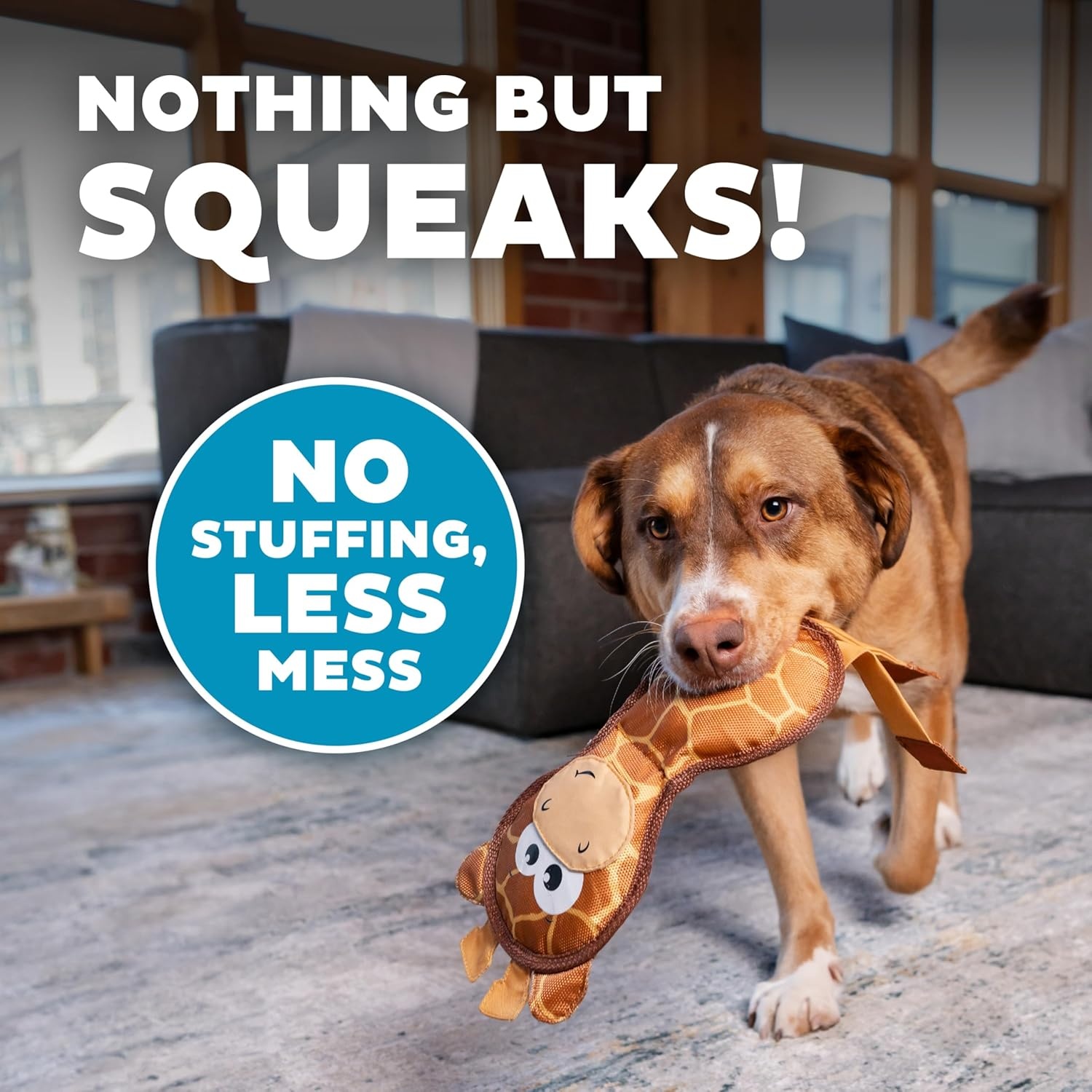image:imageOutward Hound Fire Biterz Turtle Plush Firehose Material Interactive Dog Toy MediumBrown Giraffe