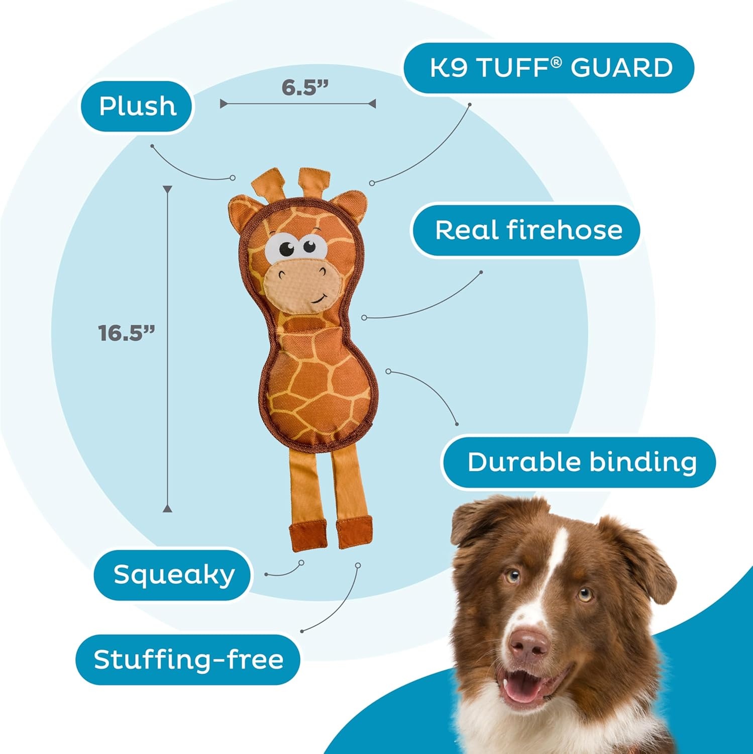 image:imageOutward Hound Fire Biterz Turtle Plush Firehose Material Interactive Dog Toy MediumBrown Giraffe