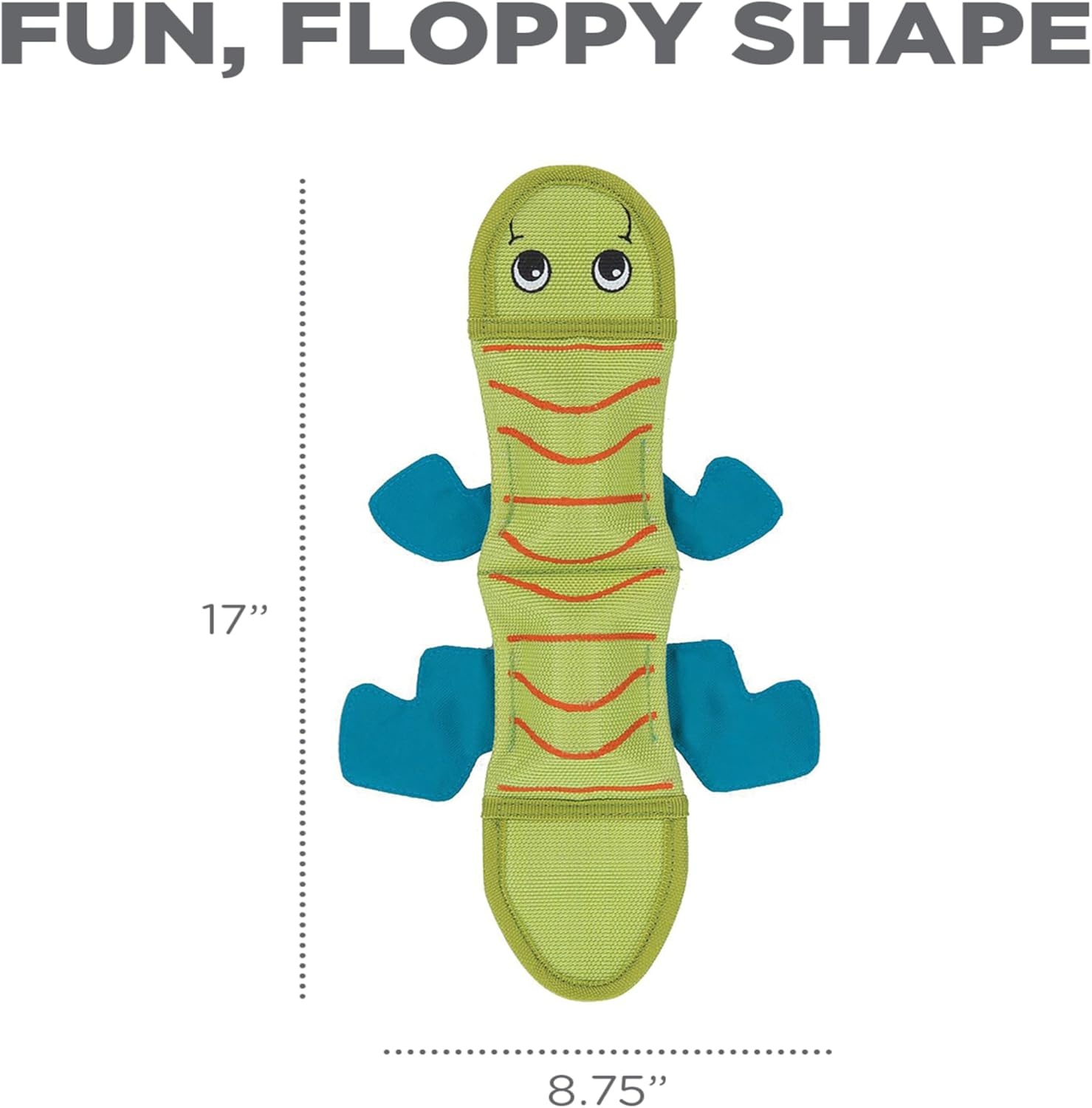 image:imageOutward Hound Fire Biterz Turtle Plush Firehose Material Interactive Dog Toy MediumGreen Lizard