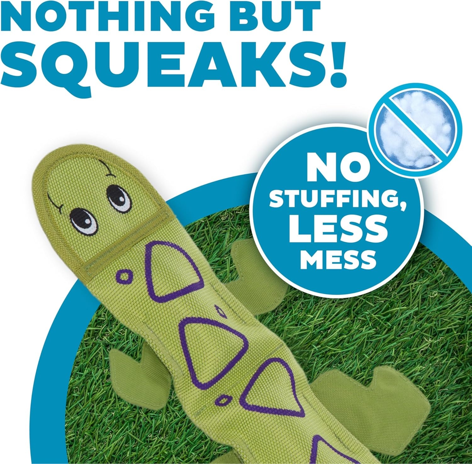image:imageOutward Hound Fire Biterz Turtle Plush Firehose Material Interactive Dog Toy MediumGreen Lizard