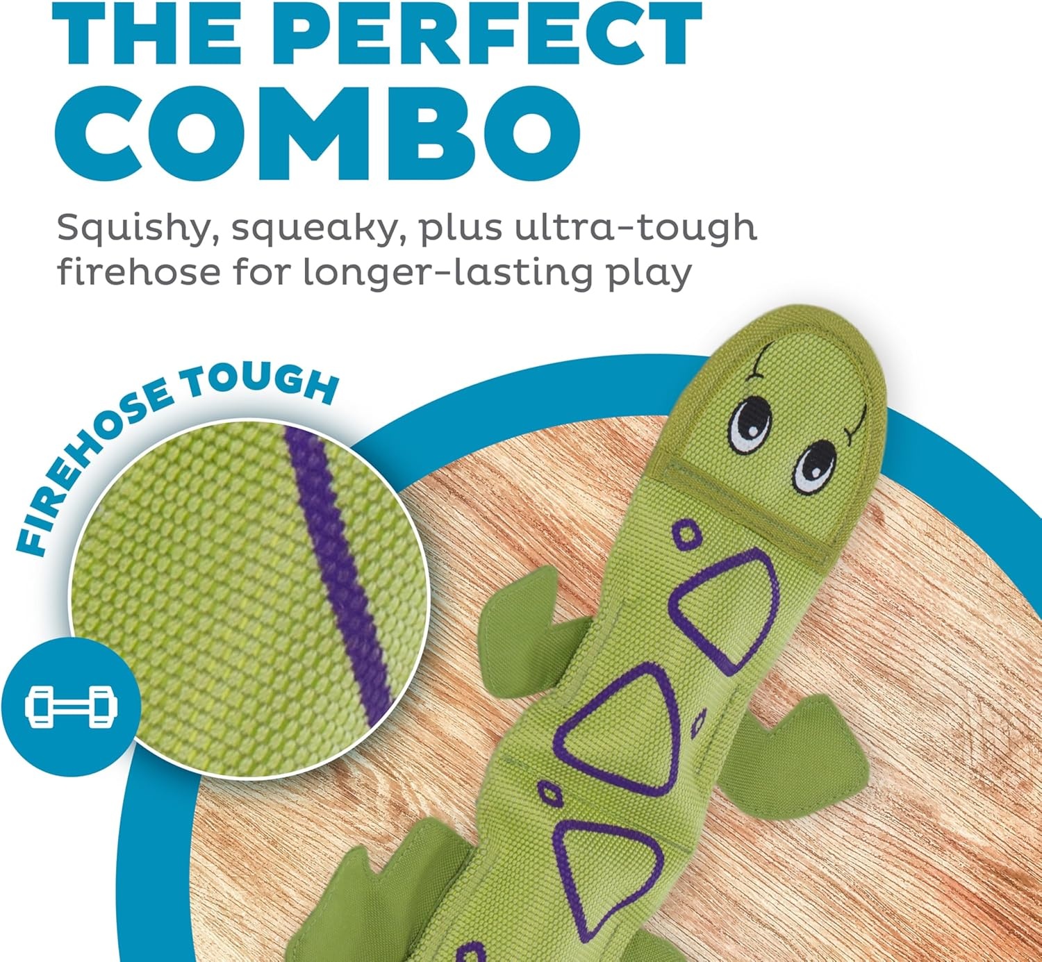 image:imageOutward Hound Fire Biterz Turtle Plush Firehose Material Interactive Dog Toy MediumGreen Lizard