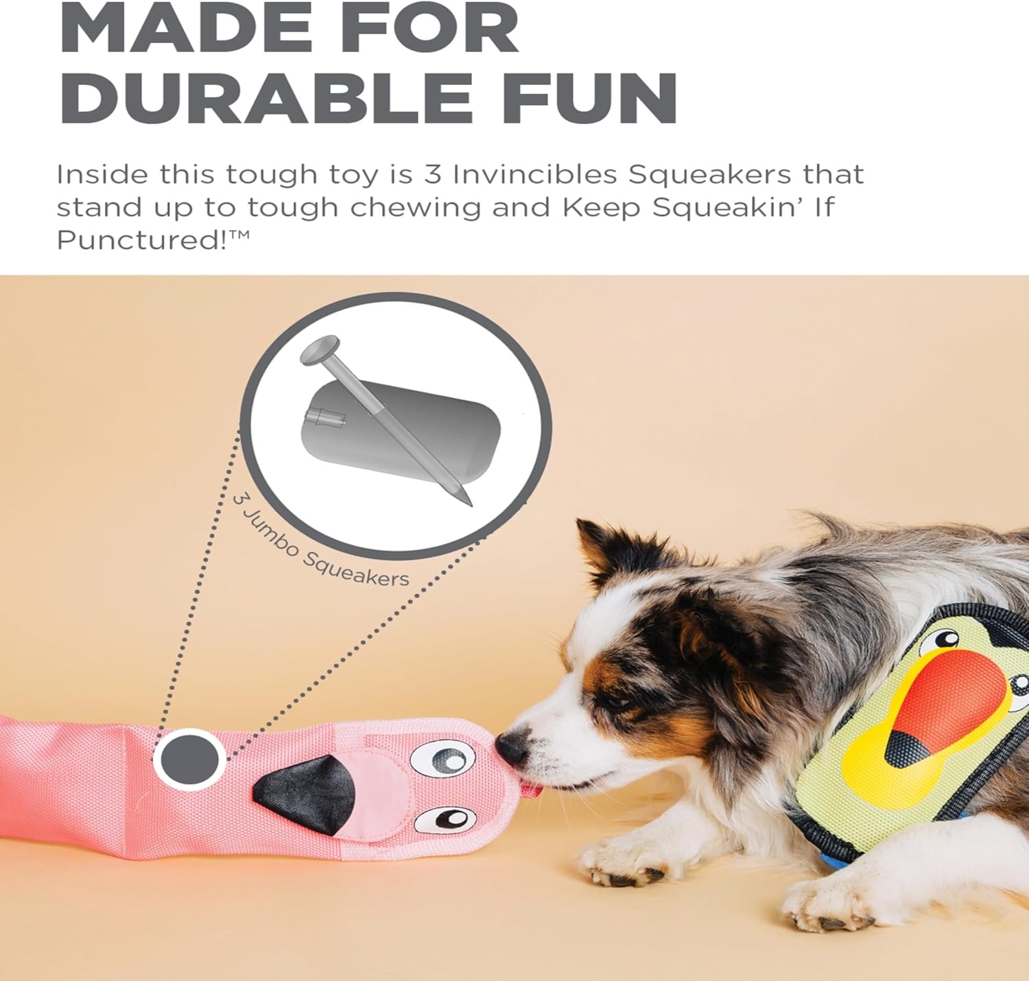 image:imageOutward Hound Fire Biterz Turtle Plush Firehose Material Interactive Dog Toy MediumPink Flamingo