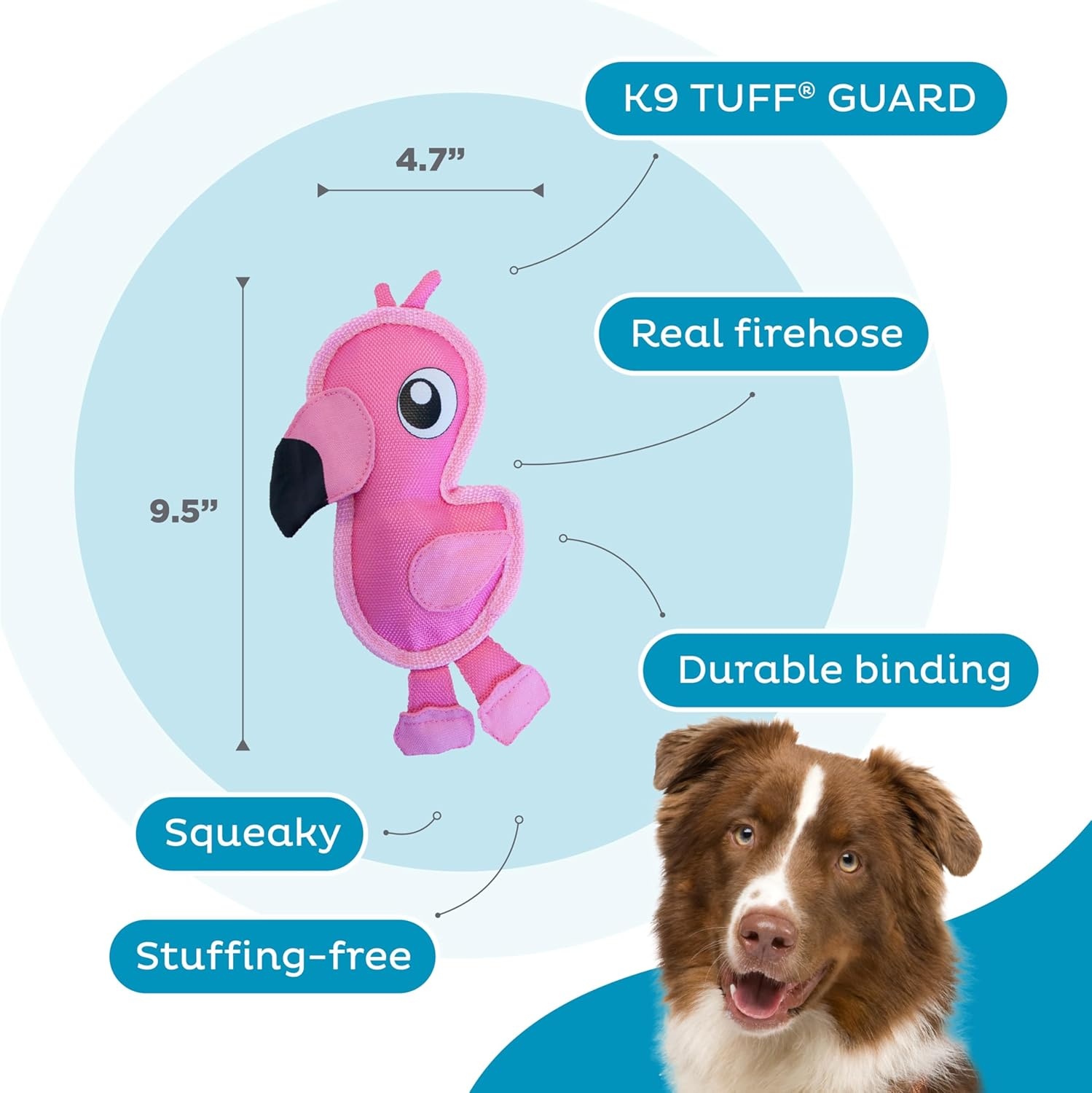 image:imageOutward Hound Fire Biterz Turtle Plush Firehose Material Interactive Dog Toy MediumPink Flamingo