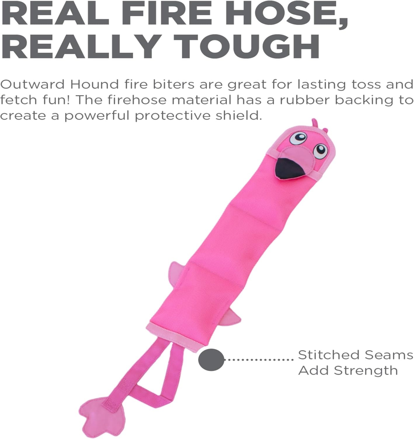 image:imageOutward Hound Fire Biterz Turtle Plush Firehose Material Interactive Dog Toy MediumPink Flamingo