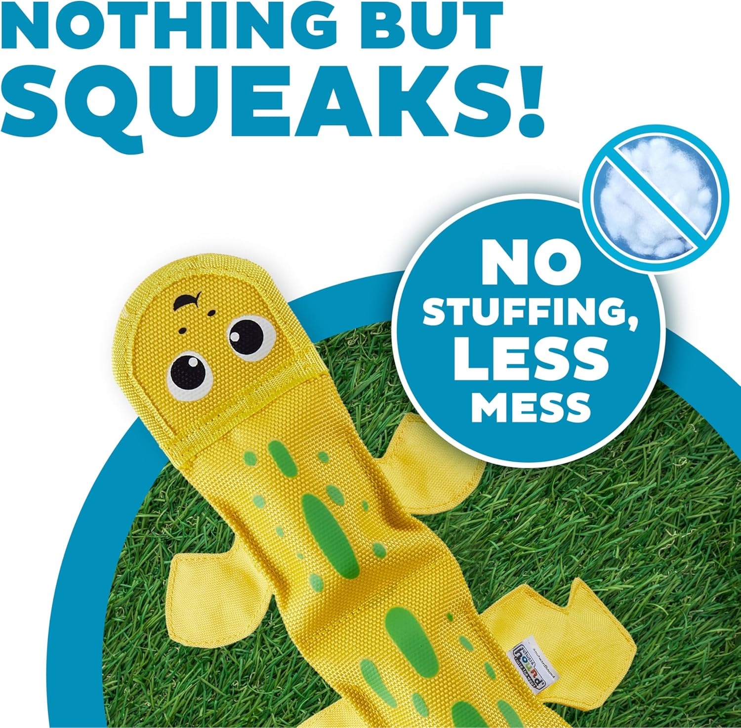 image:imageOutward Hound Fire Biterz Turtle Plush Firehose Material Interactive Dog Toy MediumYellow Lizard