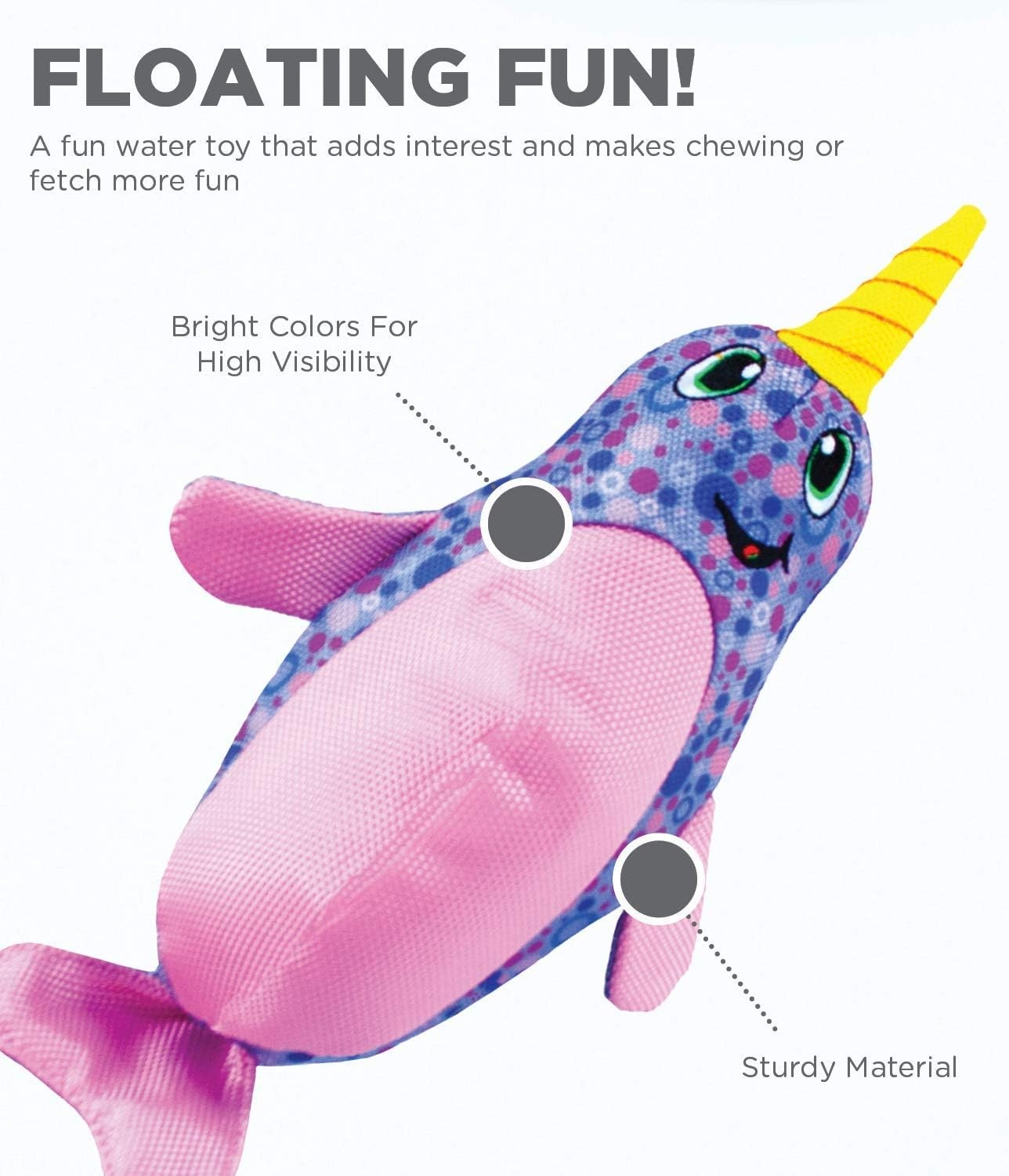 image:imageOutward Hound Floatiez Narwhal Floating Interactive Dog Toy LargePurple Narwhal