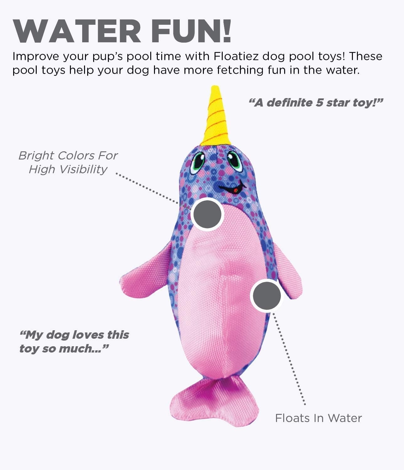 image:imageOutward Hound Floatiez Narwhal Floating Interactive Dog Toy LargePurple Narwhal
