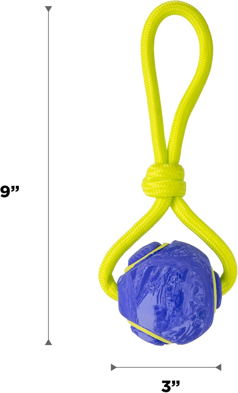 image:imageOutward Hound FlyFetch Ball Tug Dog Toy Durable Rubber amp Rope for Fetch and TugofWar Lightweight Floats 9 x 3