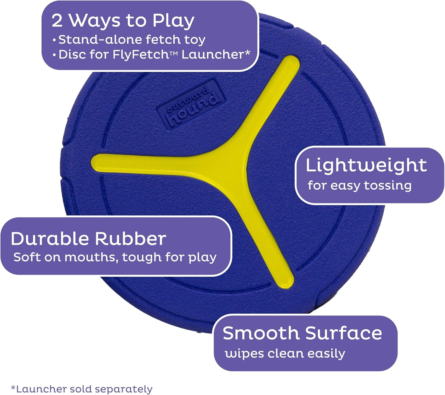 image:imageOutward Hound FlyFetch Disc Dog Toy Durable Rubber StandAlone or Replacement Discs for Launcher 5 2Pack