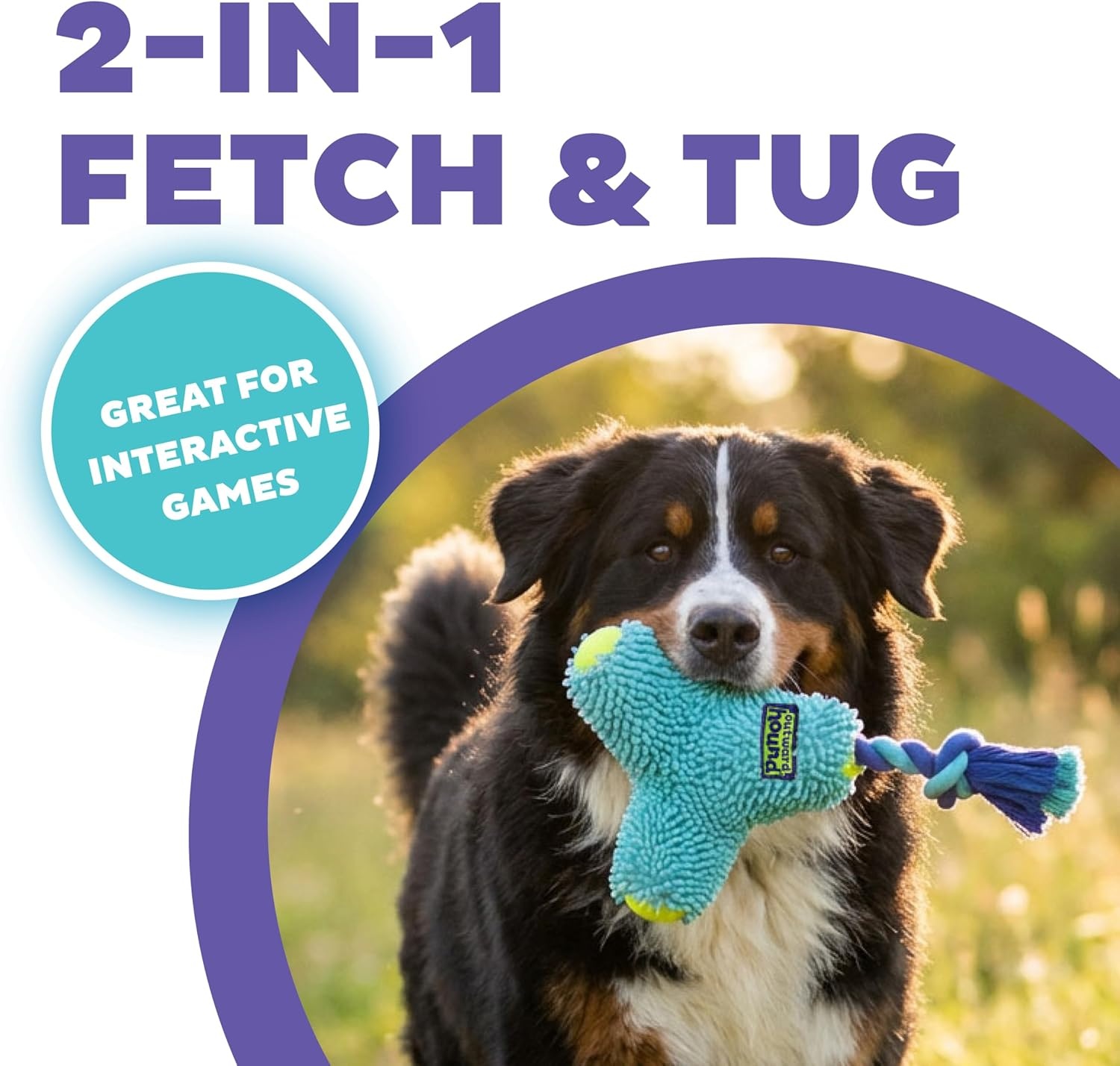 image:imageOutward Hound FlyFetch Rope Tug Dog Toy Plush Body with Squeakers Multiple Textures Floats in Water All Breeds 11