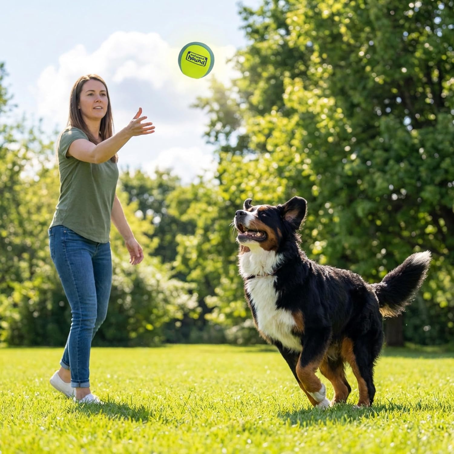 image:imageOutward Hound FlyFetch Squeak Ball Dog Toy ExtraLoud Squeaker Durable Foam Core Floats in Water All Breeds 4