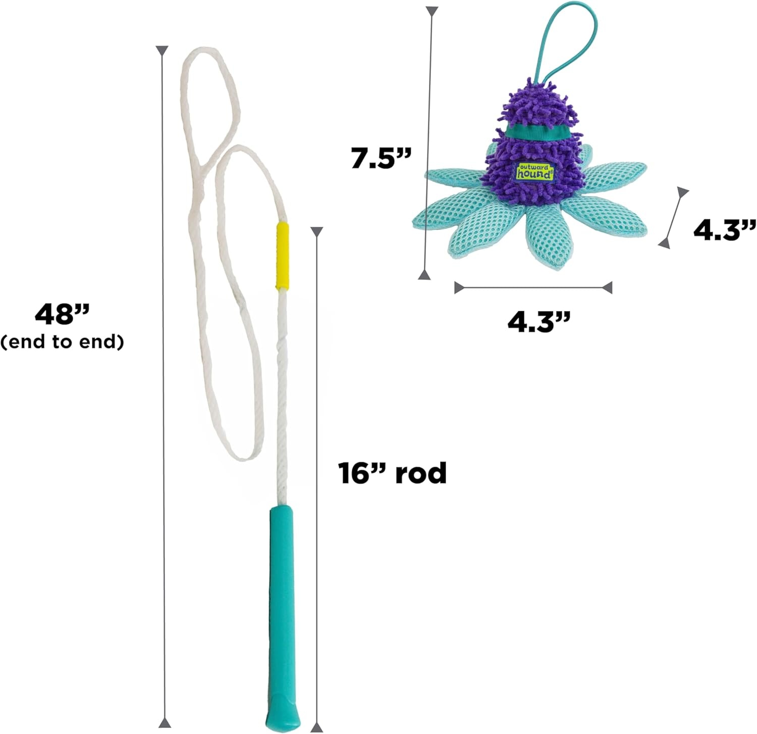 image:imageOutward Hound FlyFetch Teaser Wand Dog Toy with Crinkle Attachment Durable for Indoor amp Outdoor Play All Breeds 177